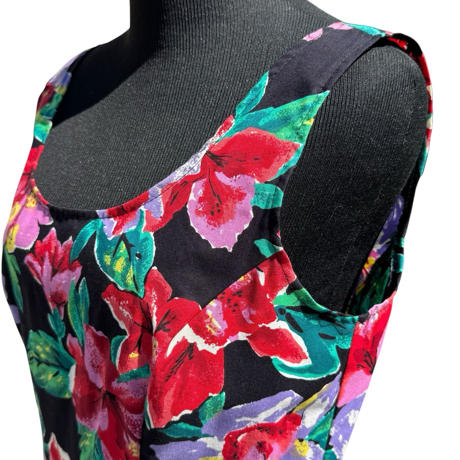 Vintage 80s d.b.a. L.A. Tropical Floral Party Dress Size 11 Fit Flare