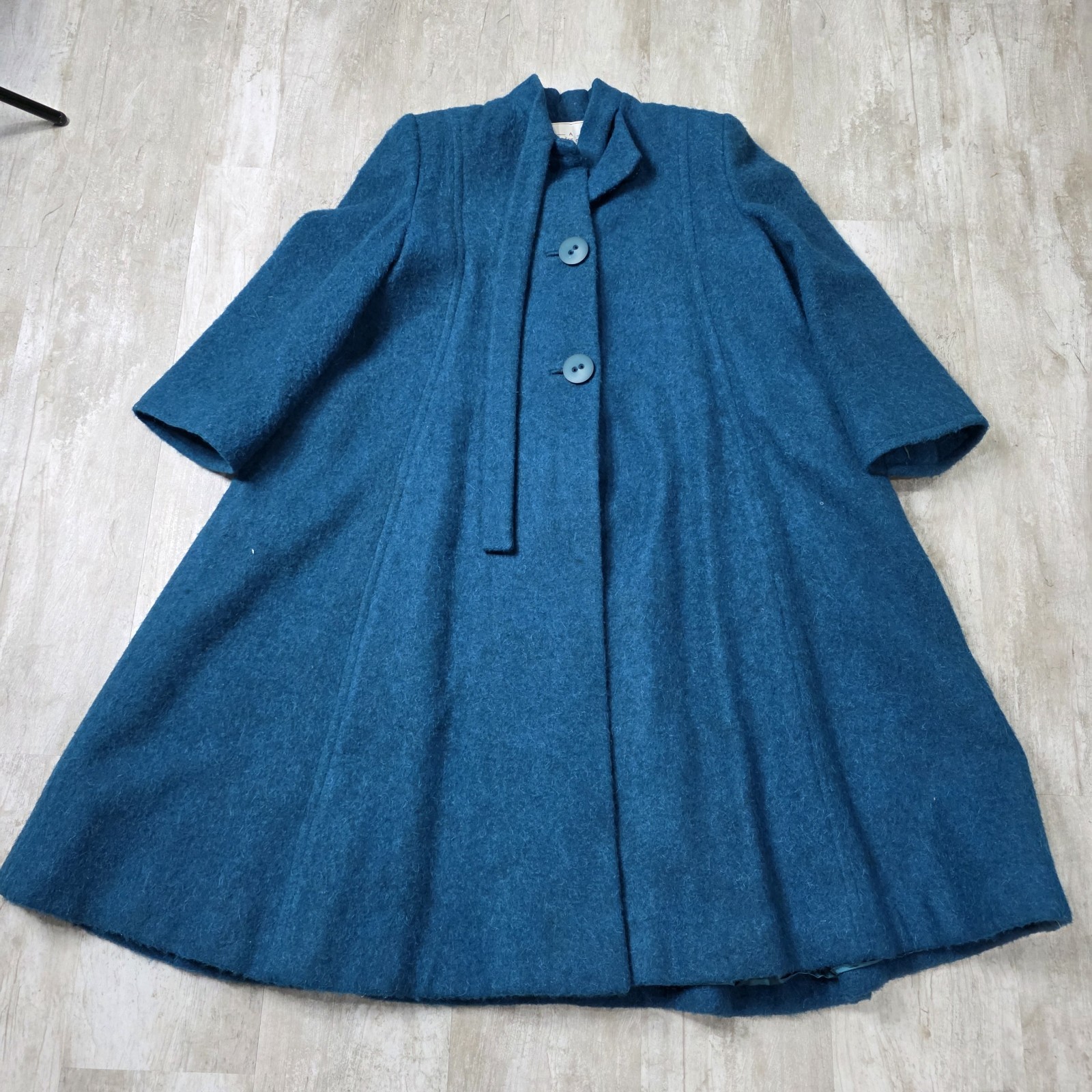 Vintage Wool A Trigere Coat Blue Swing Coat Size 12