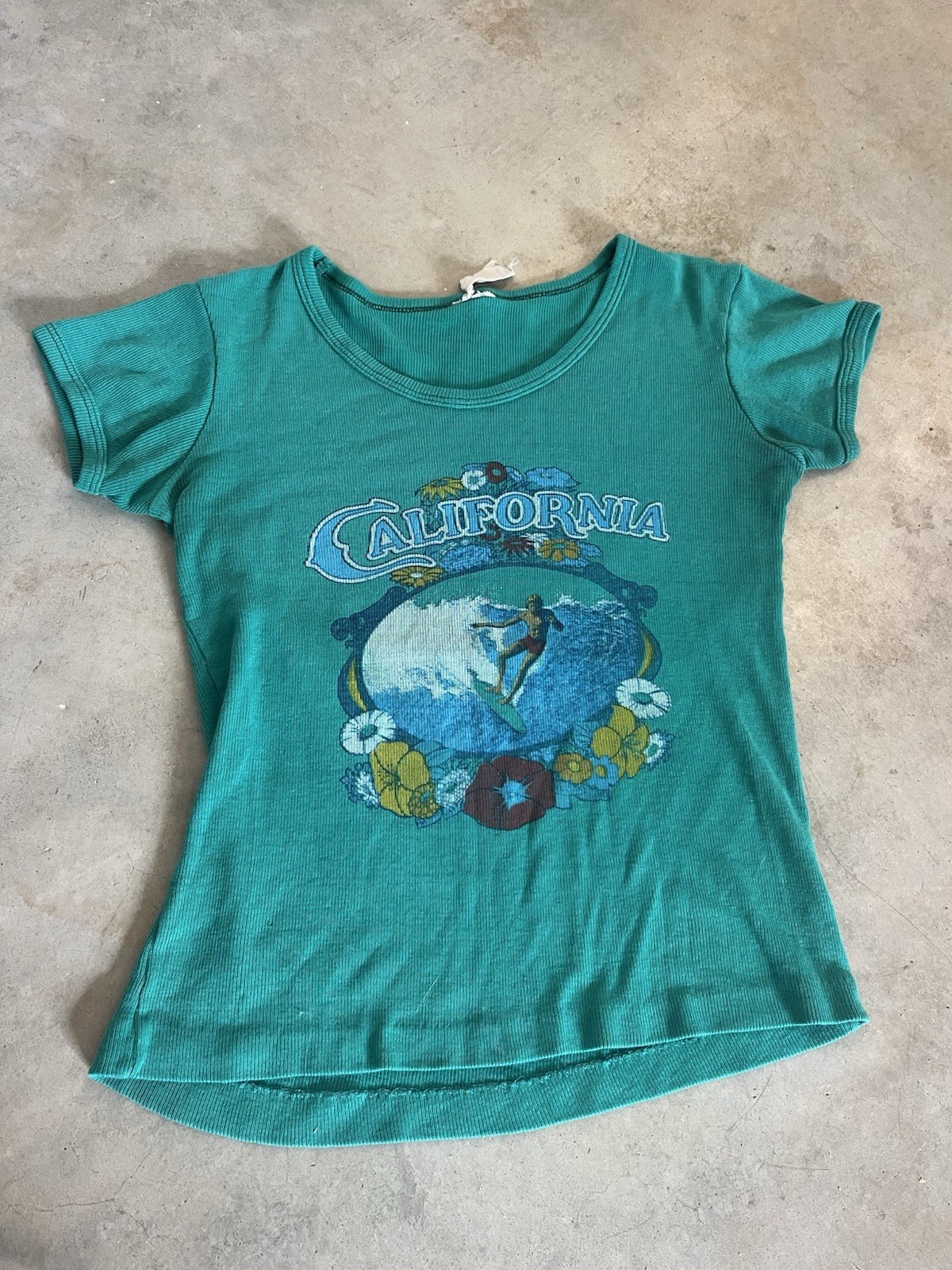 Vintage Rare 70’s California Surf Souvenir Baby Tee T Shirt – Size S
