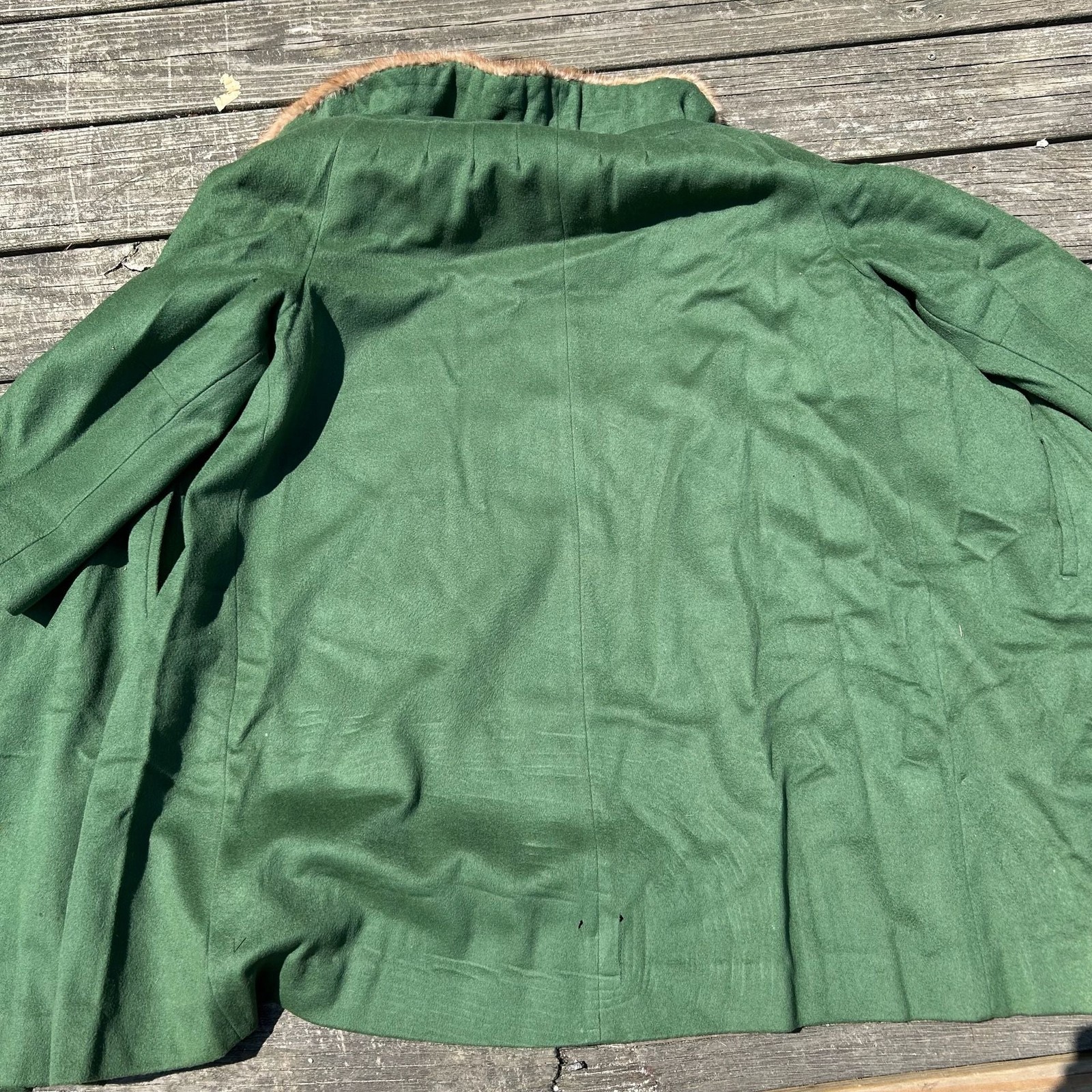 Vintage Kilgarnock Belson Emerald Green Wool and Fur Collar Coat