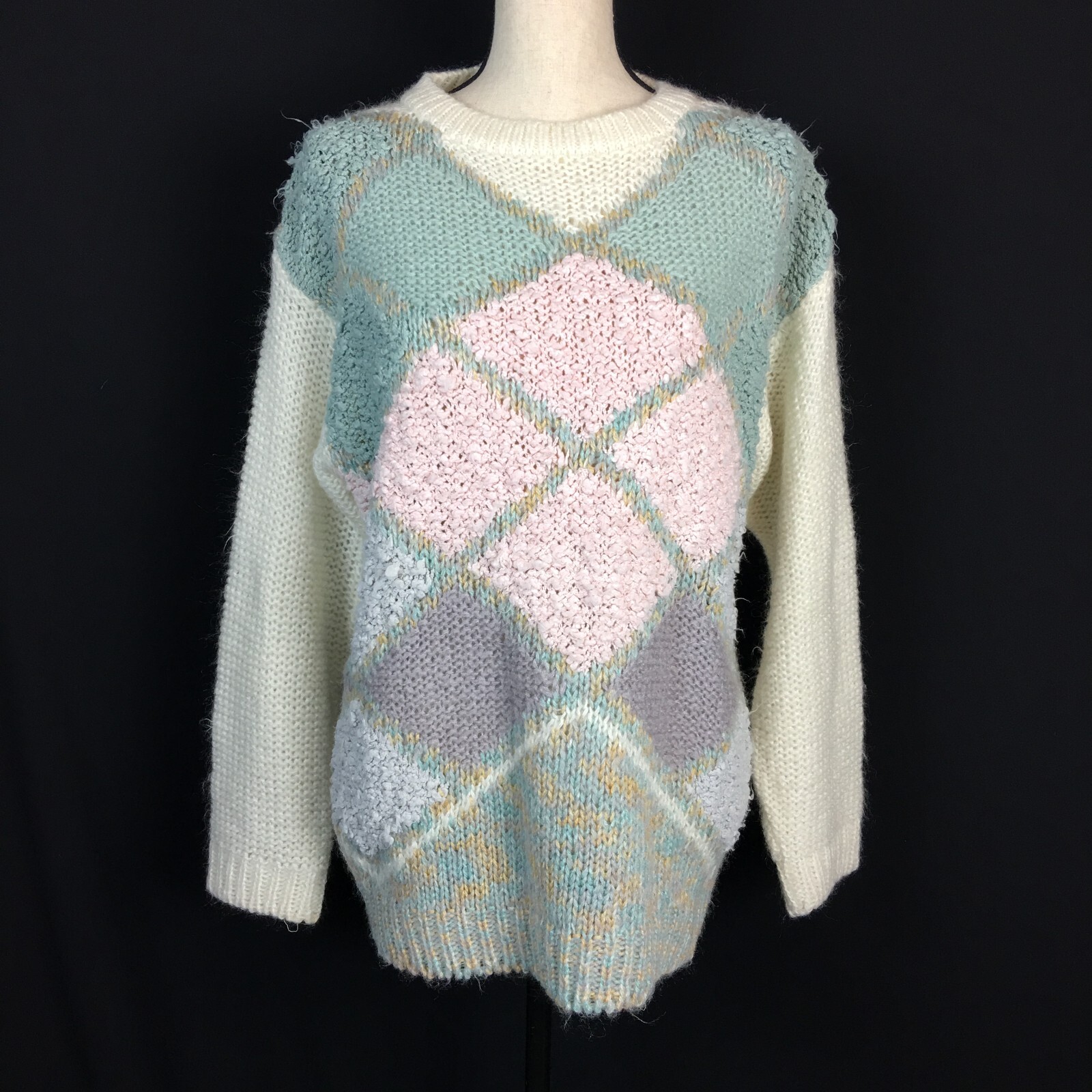 Vtg 90s Pastel Fuzzy Sweater Soft Kawaii Womens Small for TJW Mervyns