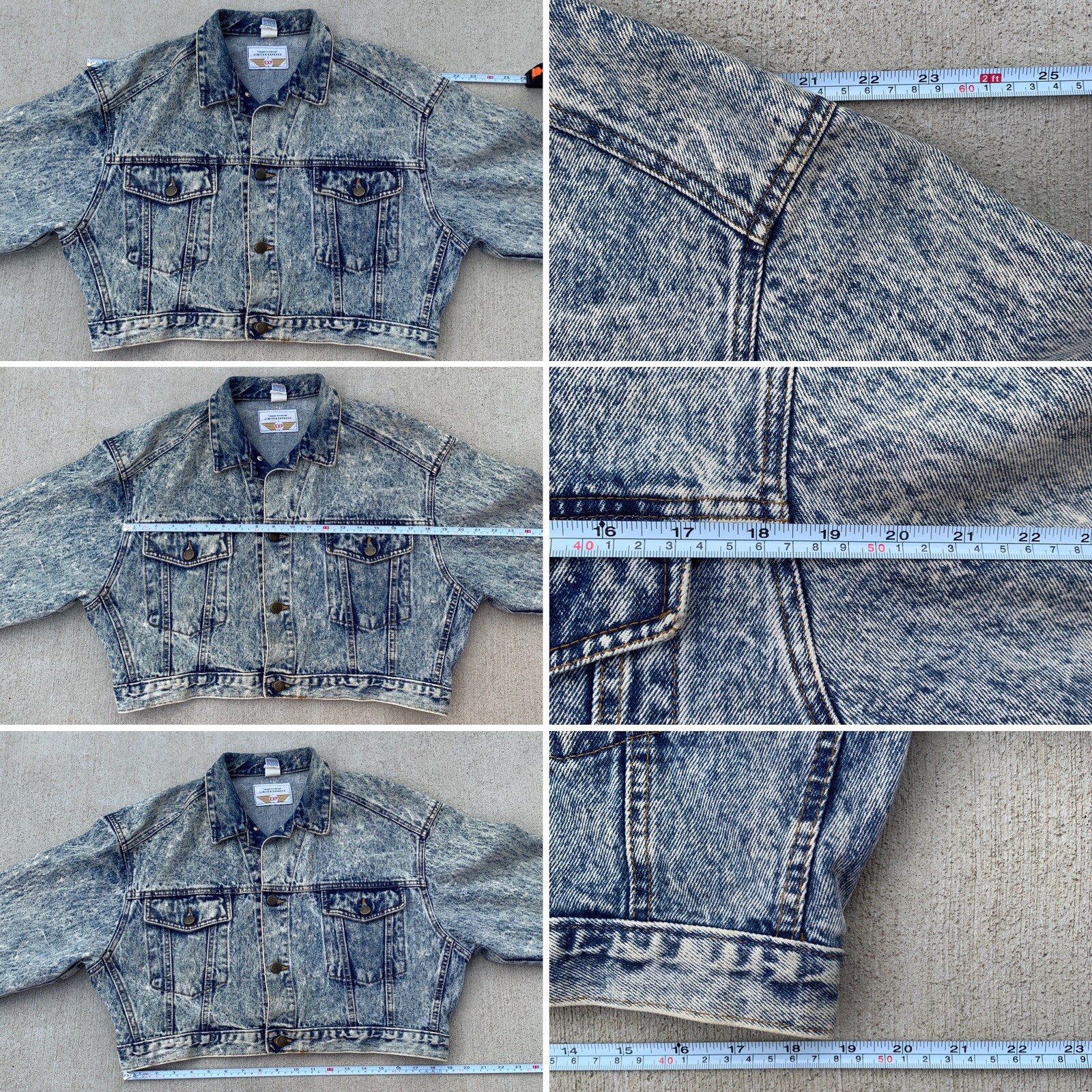 Vintage Cropped Denim Jacket Acid Wash Limited Express EXP Sz 2 (medium) 80s
