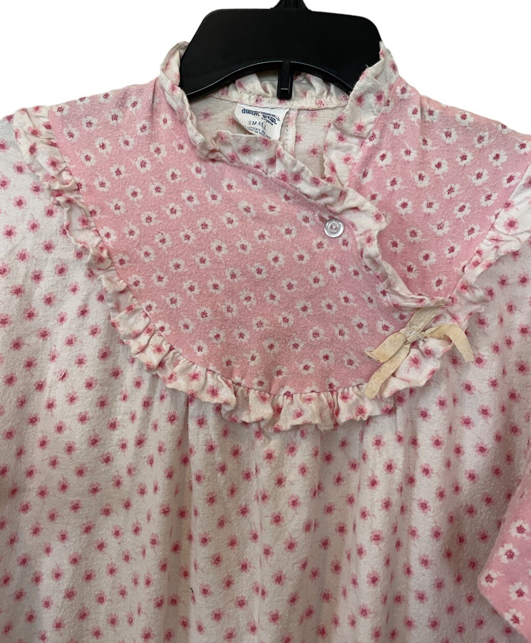 Vtg Dream Wear Nightgown Small Womens Flannel Pink Granny Modest Floral USA Read