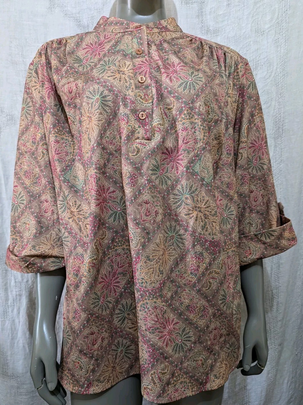 Vintage 1980s Top Notch Indian Paisley Print Shirt 3X