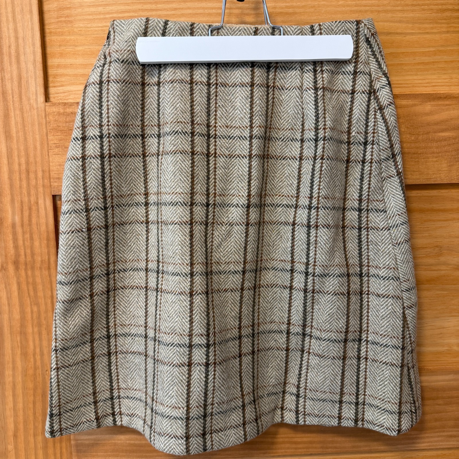 Vintage 70s Tweed ILGWU Neutral Belted Peacoat and Skirt Set Women’s size S