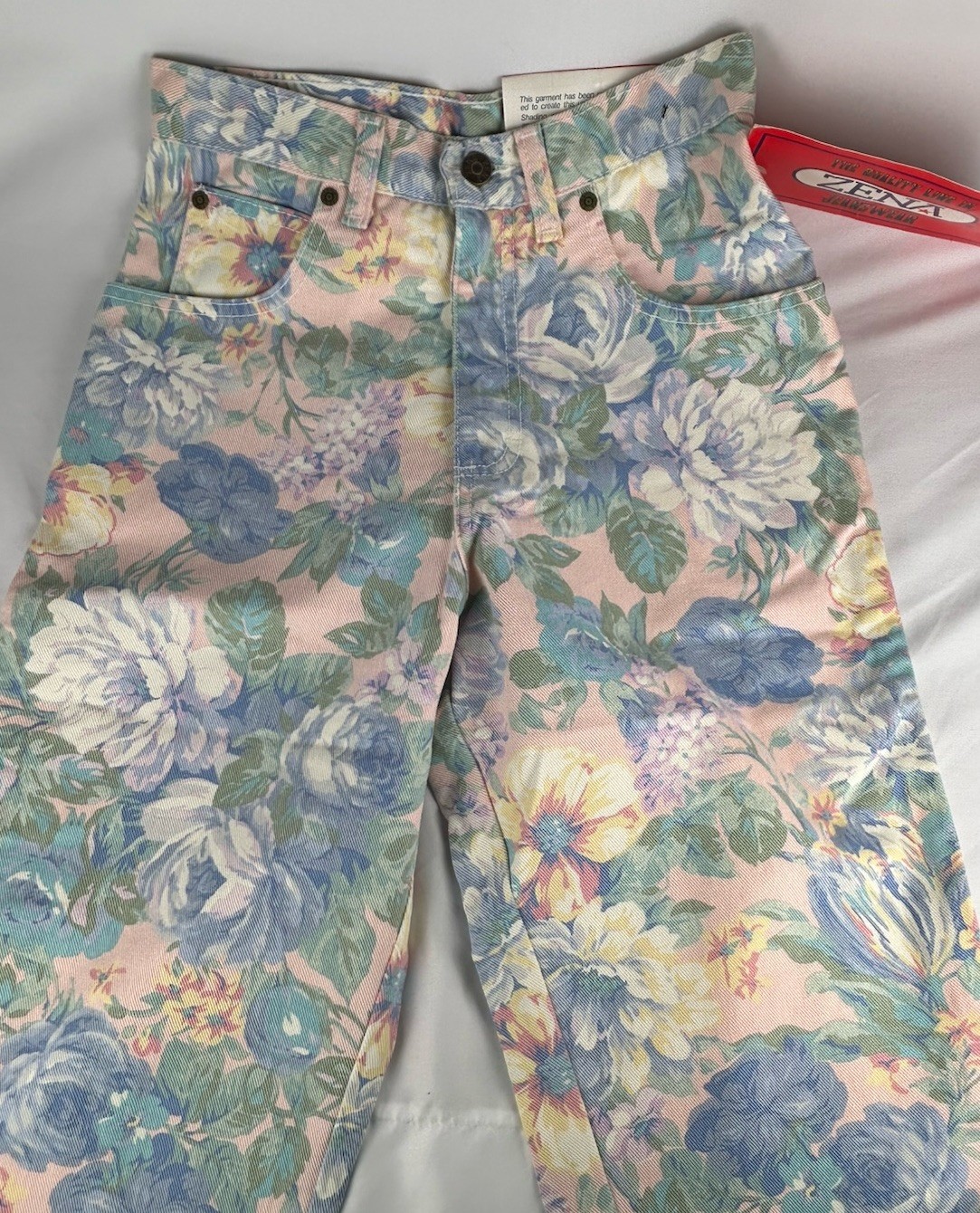 NWT Vtg 90s Zena Floral Denim High Waist Bermuda Shorts Capri Sz 7 Cottagecore