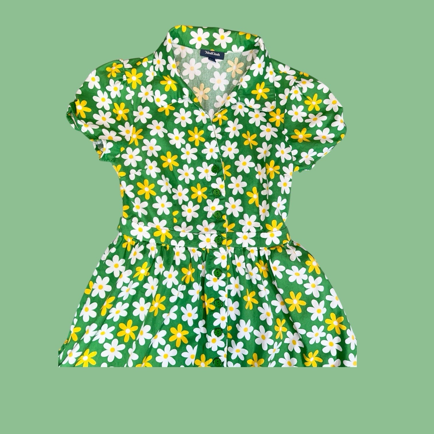 RETRO MODCLOTH FLORAL FLOWER POWER TWEE DRESS FAIRY WHIMSICAL MOD BOHO HIPPY M