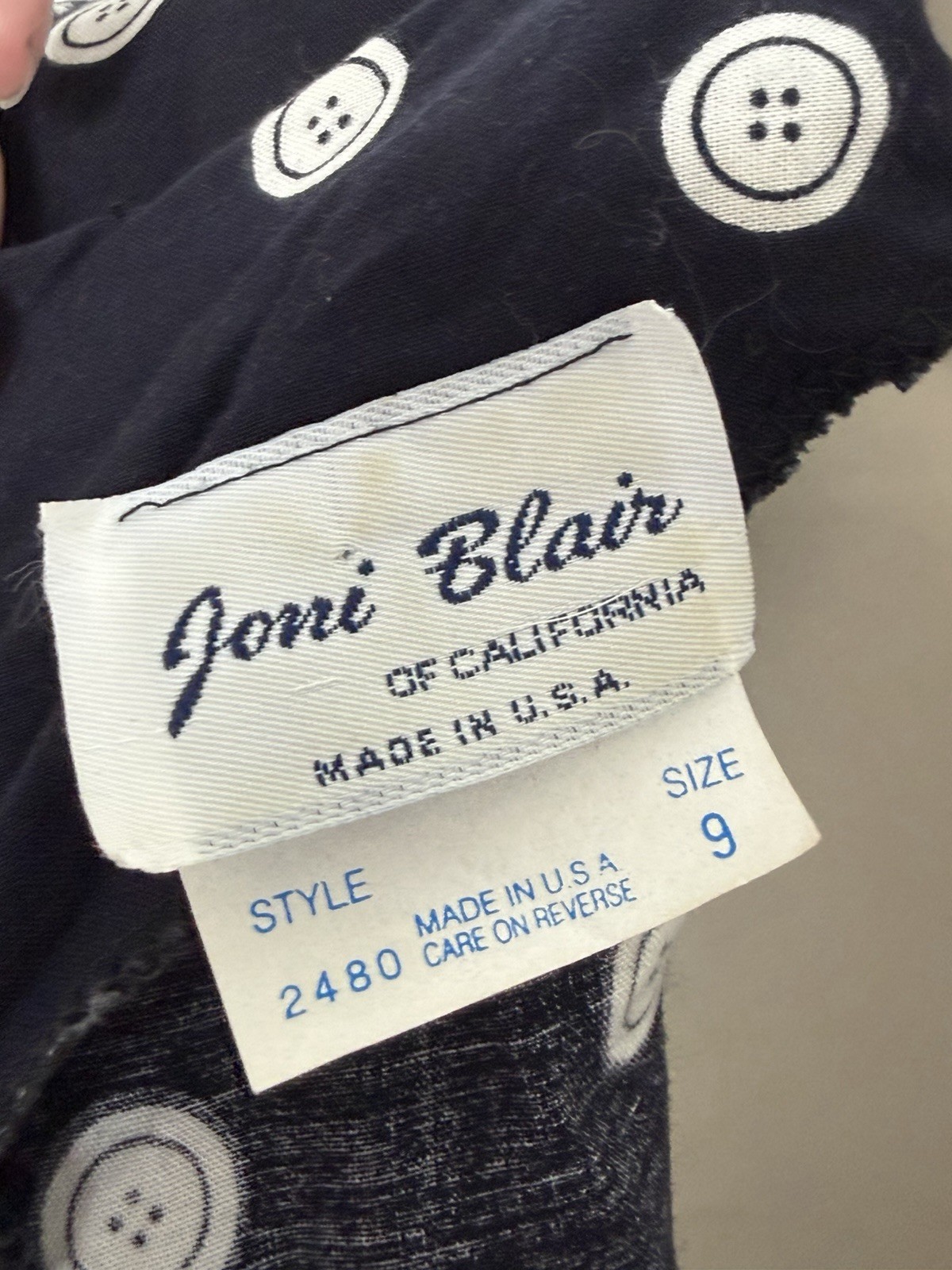 Vintage Joni Blair Of California Button Print Pinup Ruched Wiggle Dress Size 9