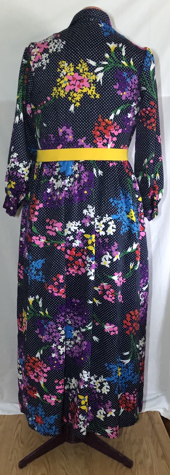 Concept 70’s Swirl women vintage dress floral virbrant mlticolored size M