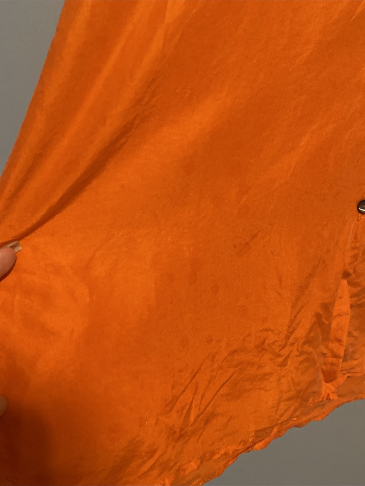 Vtg 100% Silk Blouse Orange Compagnie Internationale Express Boxy Button Up XS