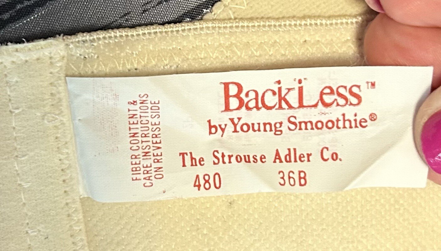 Backless by Young Smoothie Bra The Strouse Adler Co Nylon Bustier Brassiere 36B