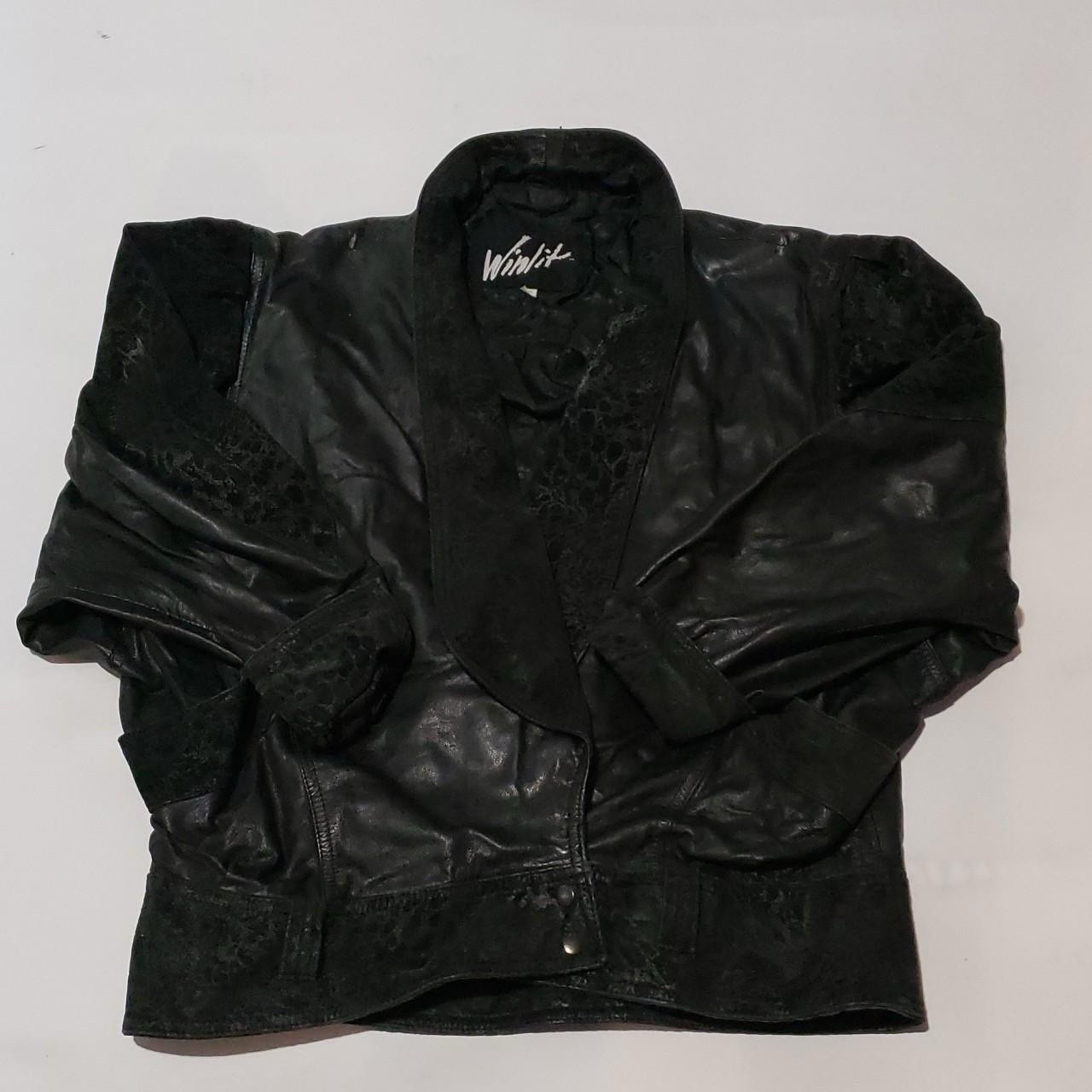 ***RARE*** VINTAGE 80s WINLIT LEATHER DESIGNER FASHION OUTDOOR JACKET COAT SZ M