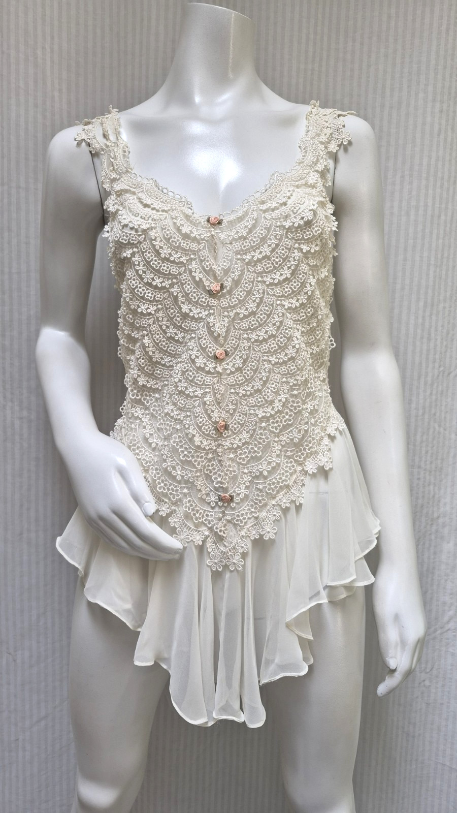 Vintage FLORA Nikrooz NIGHTGOWN Fairy Corset Top CHIFFON Satin Lace – Size S