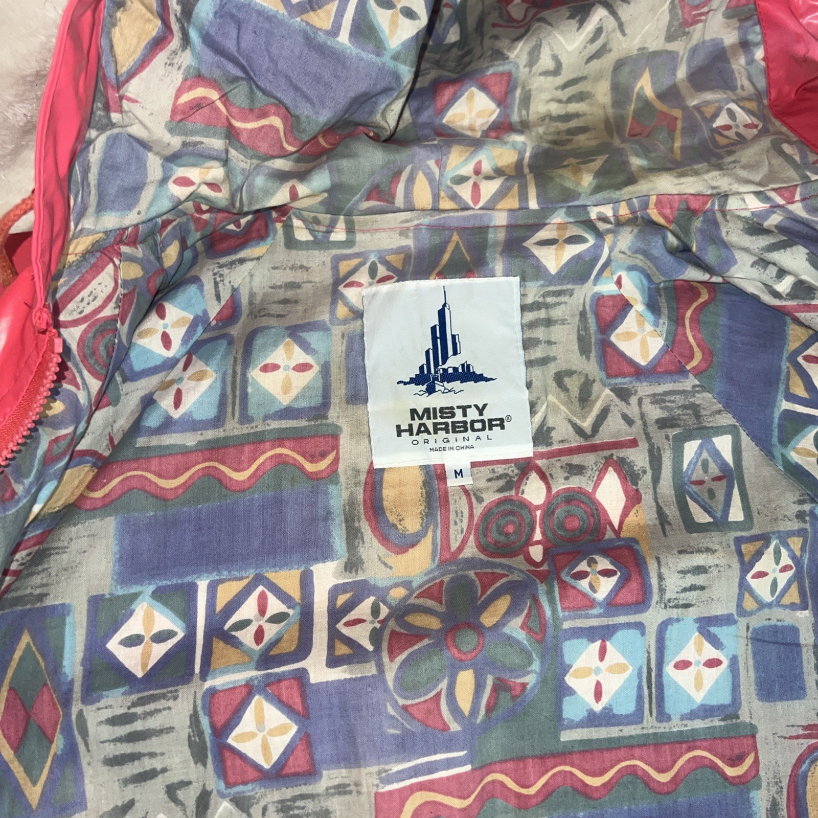 Misty Harbor Slicker Hooded Rain Coat Jacket Spring Y2K Princess Pink Lined