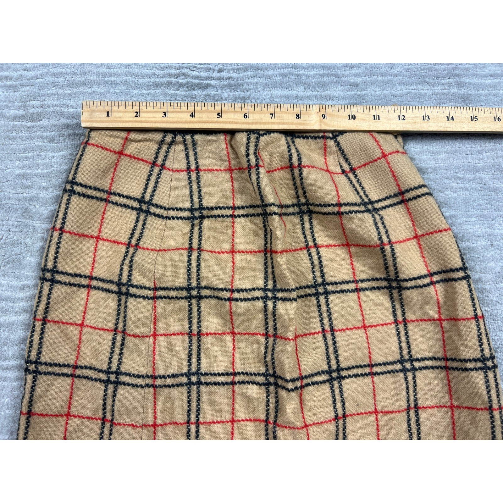Corner House Skirt Womens 8 Tan Plaid A-Line Vintage Quakertown Wool Blend Check