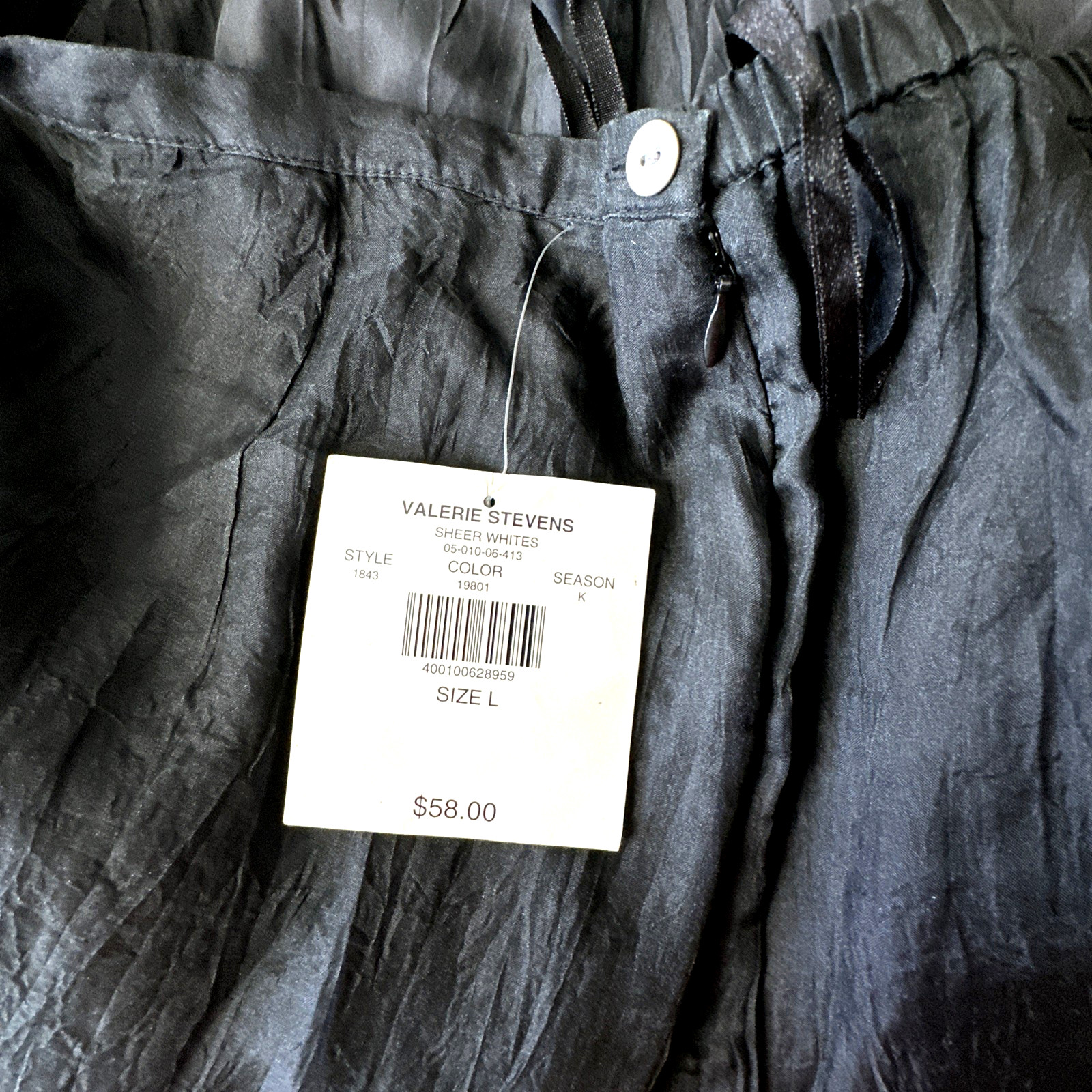 100% Silk Valerie Stevens Black Skirt Lined with 100% Silk Size Large (#D)