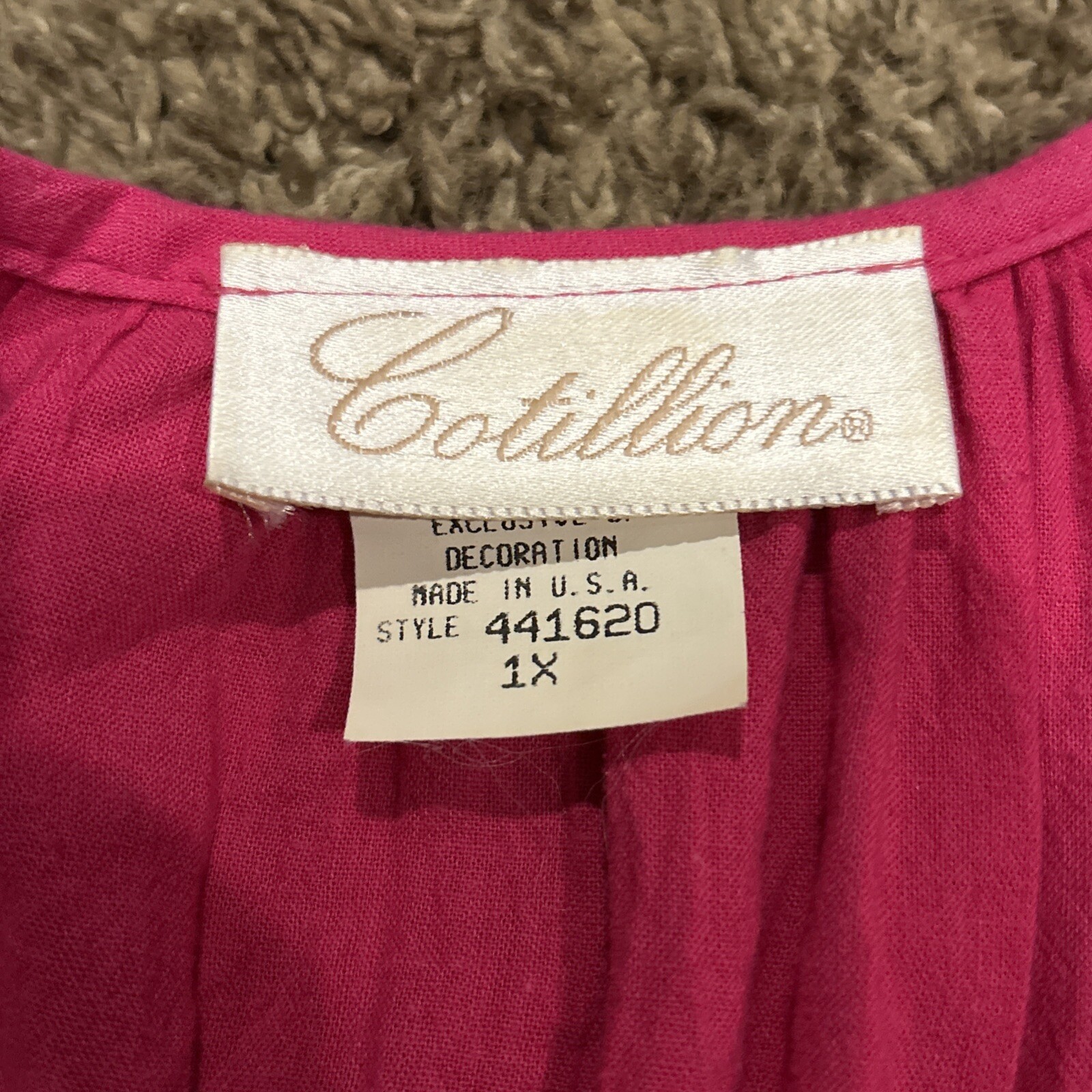 Vtg Cotillion Nightgown Bright Colors Pink Women’s 1x Cotton Short Sleeve A40
