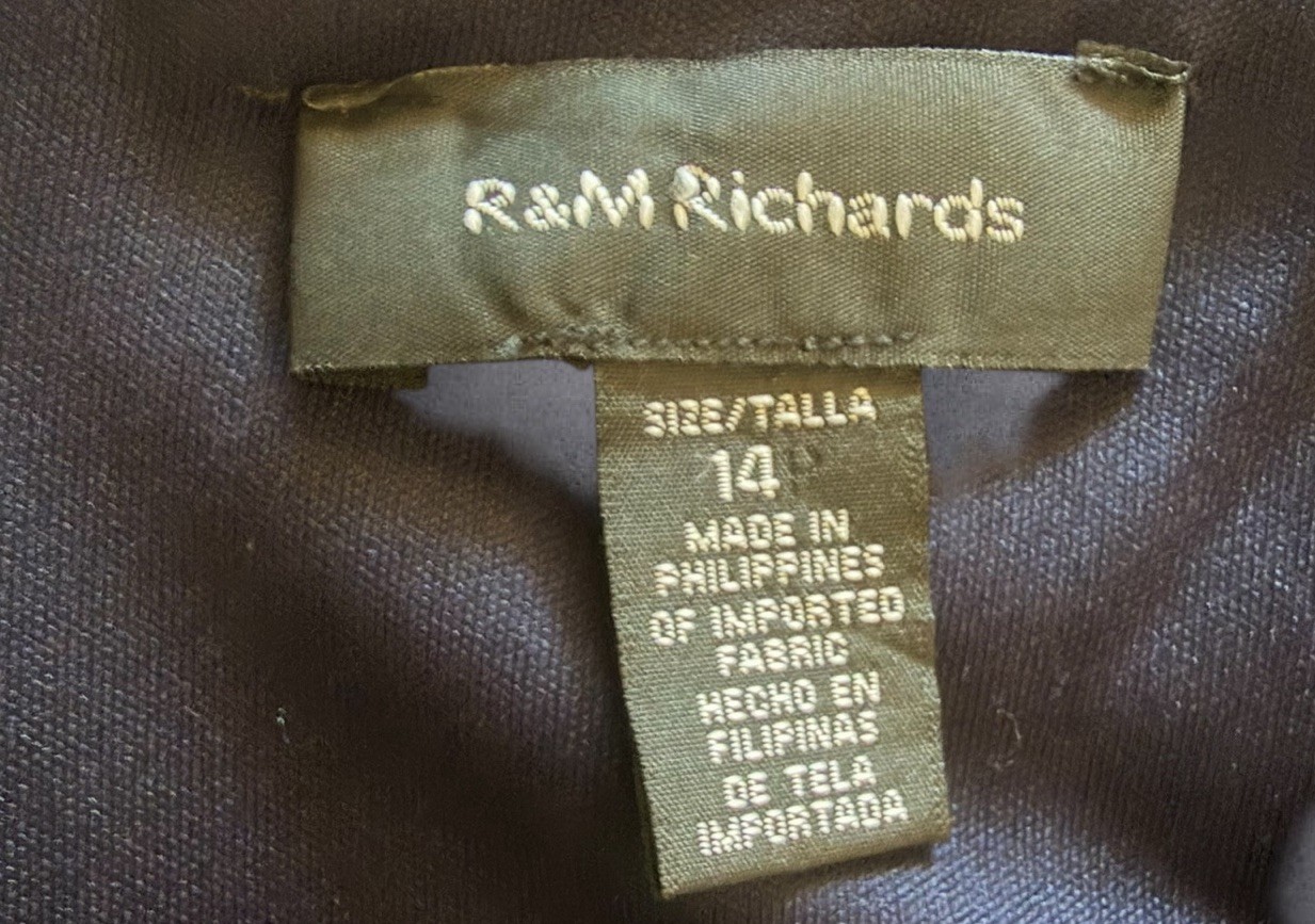 R&M RICHARDS Navy Blue Sleeveless Lace Embellished Neckline & Waist Dress 14