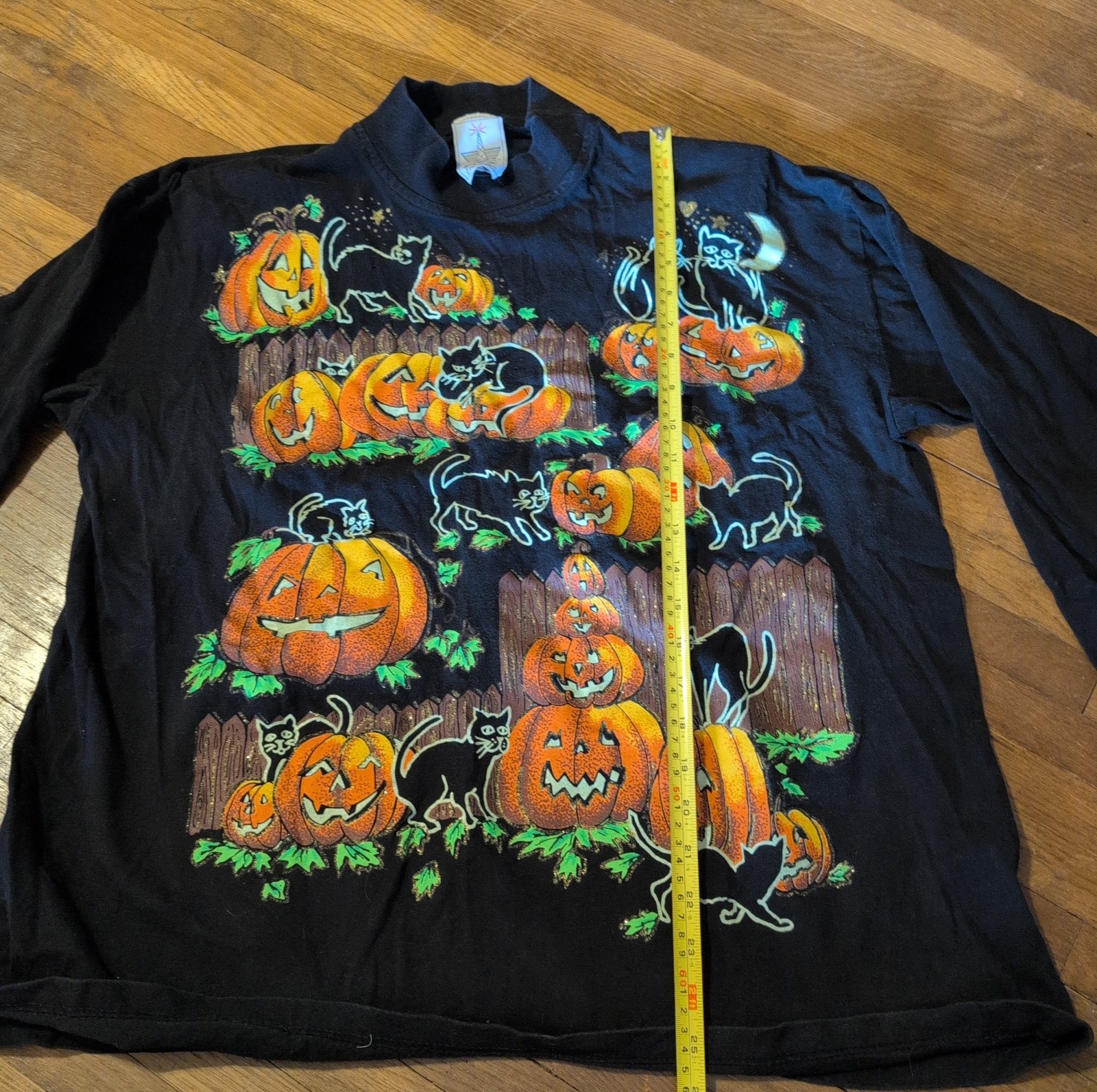 Vintage long sleeve Halloween black pumpkin cat shirt KWBL LA One Size (M/L)
