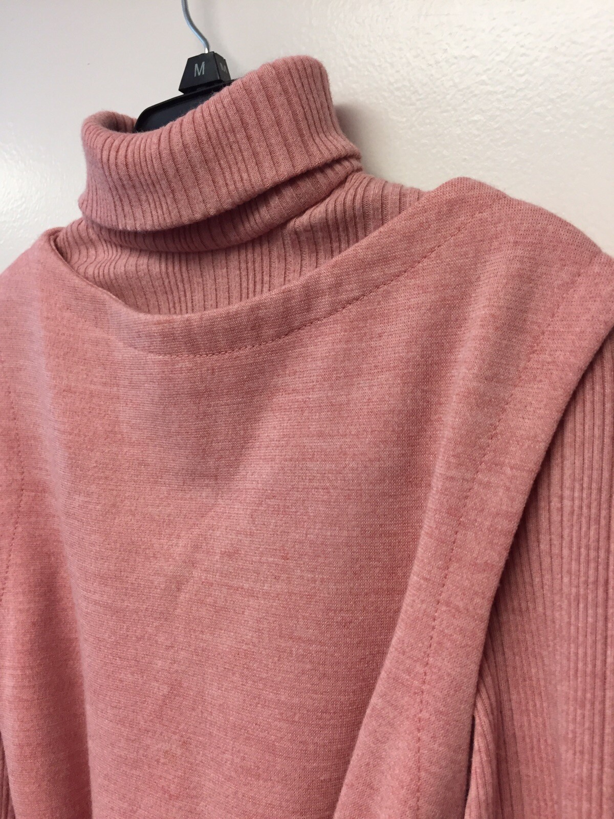 Nancy Greer New York Pink Belted Turtleneck Sweater Dress Combo S M Vintage