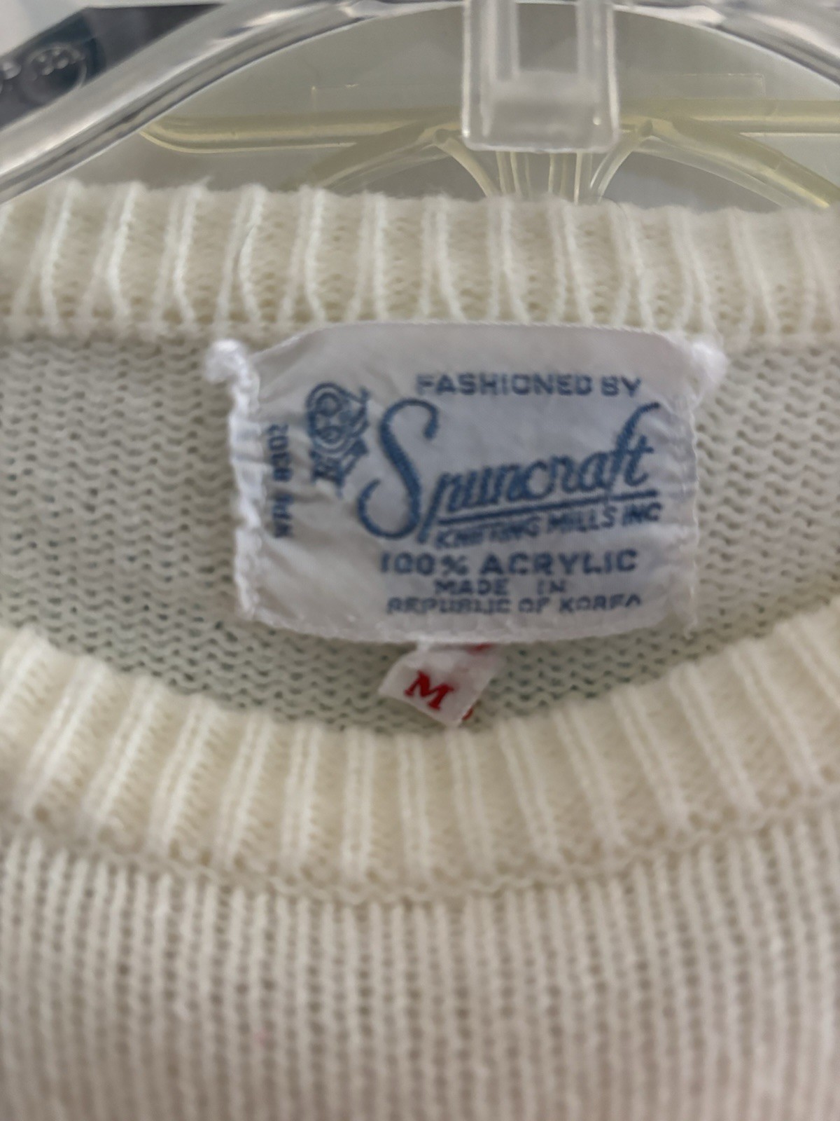 Vintage Spuncraft Knitting Mills Sweater Acrylic Women Medium Cross Stitch Girl