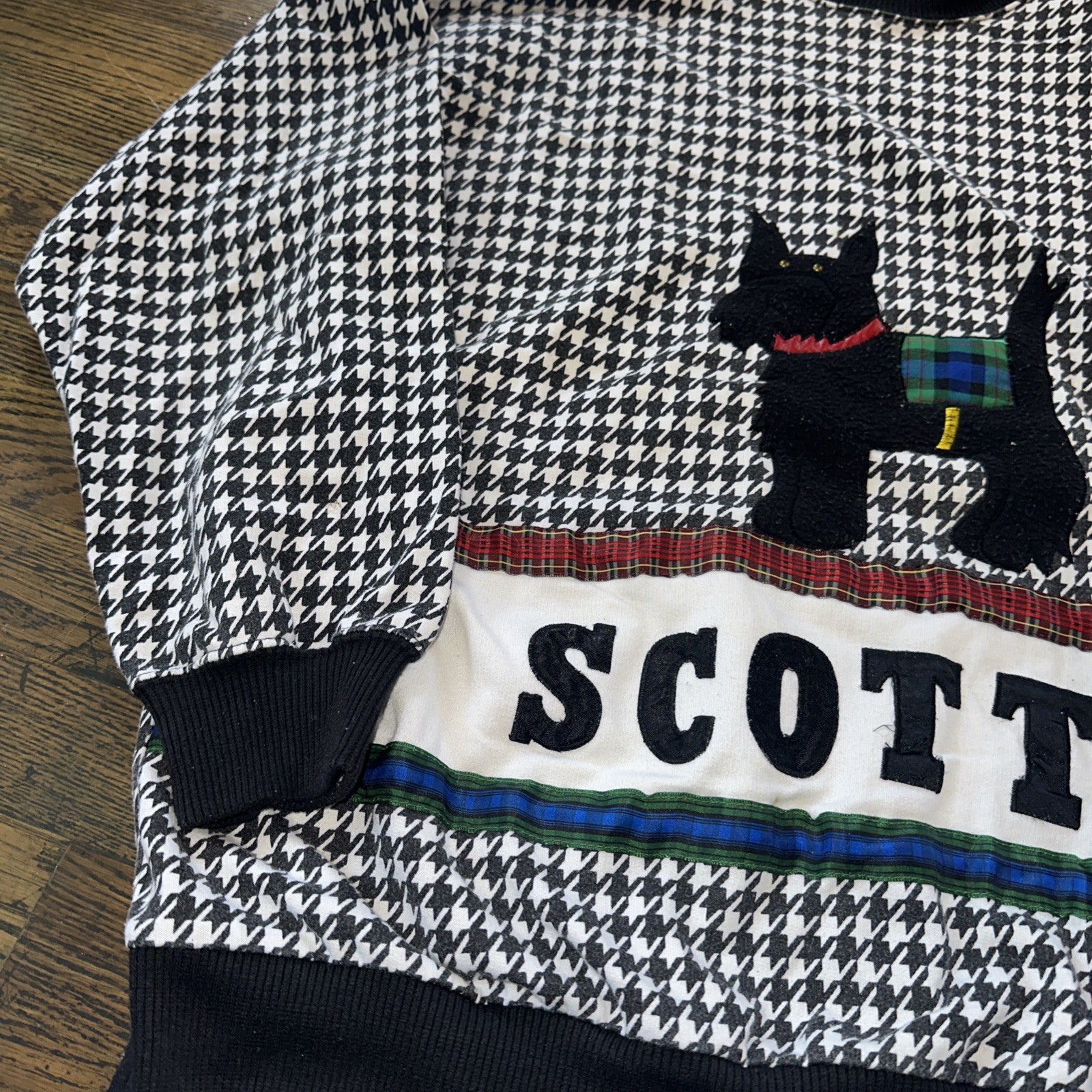 Vtg Marcy ‘N Me II~By Patrick Lee Scotty Dog~Houndstooth Top~large