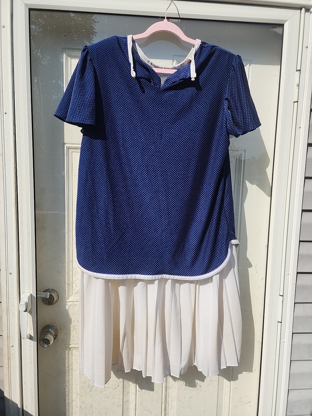 Vtg 80s Plus Romantic Trad Wife Modest Volup Polka Dot Tea Party Dress Sz 20