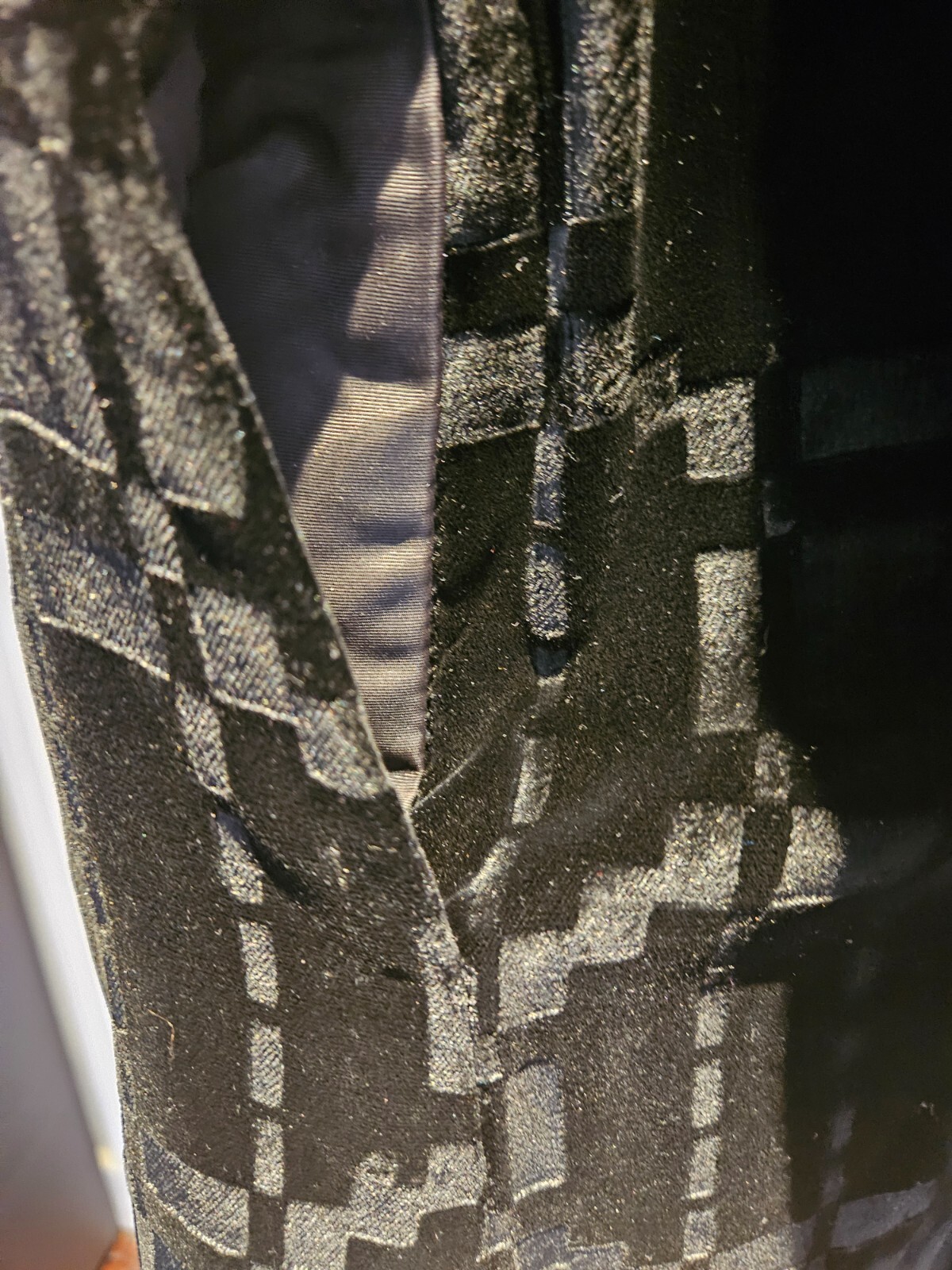 Vintage Count Romi Double Breasted Black Crushed Velvet Coat S/M