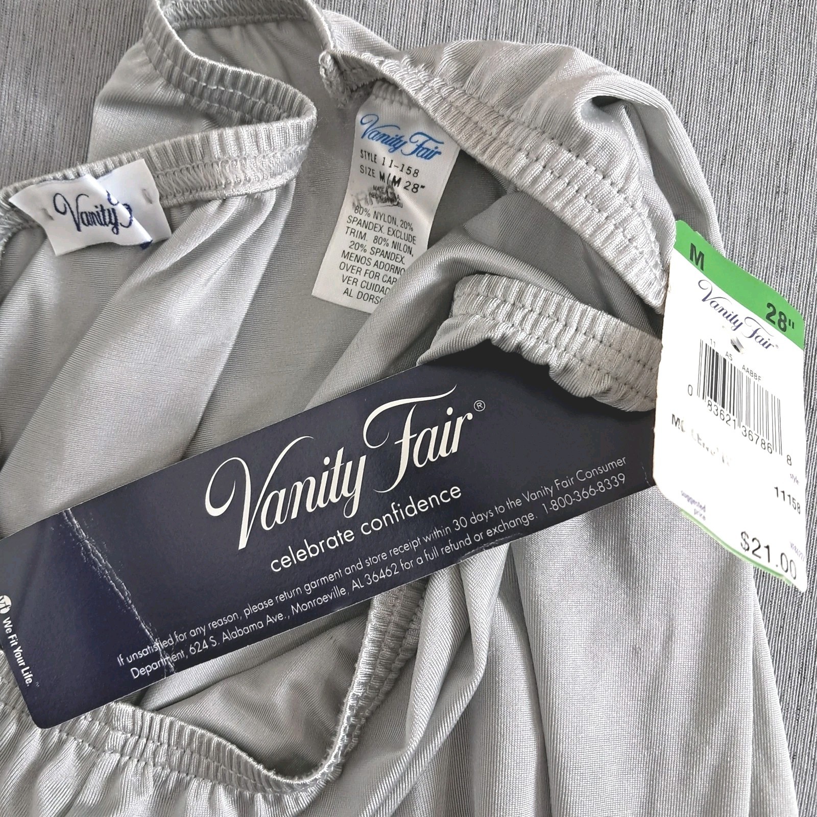 Vanity Fair Half Slip Size M Long Light Gray Nylon Spandex Blend