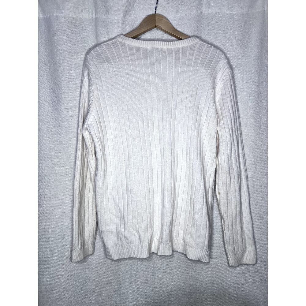 Vintage 90s Classic Elements Cream White Cableknit Cardigan Sweater