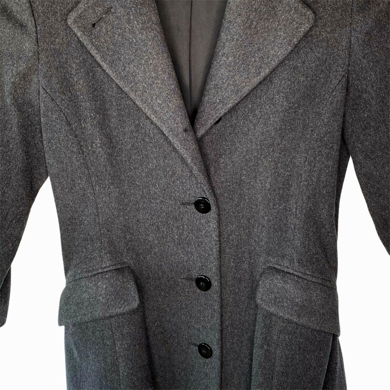 John Weitz Coat Vintage USA New Lined Womens 100% Gray Button Long Wool
