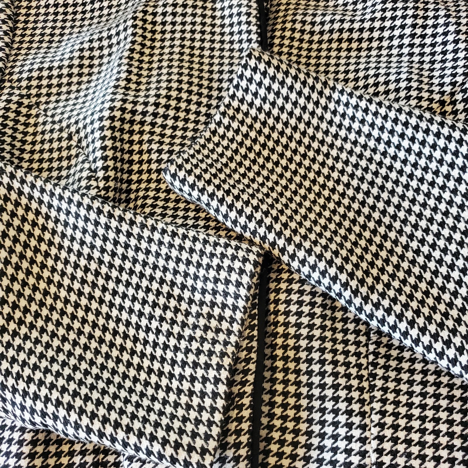 Vintage 90s Black Houndstooth Double Breasted Blazer Classic Unstructured Sz S/M