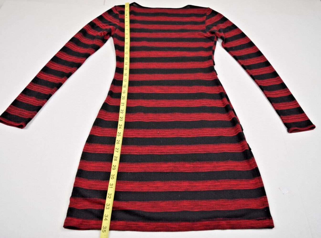 Vintage Mini Dress MSSP Size XS 90s Black Red Striped Bandage Style Soft Stretch