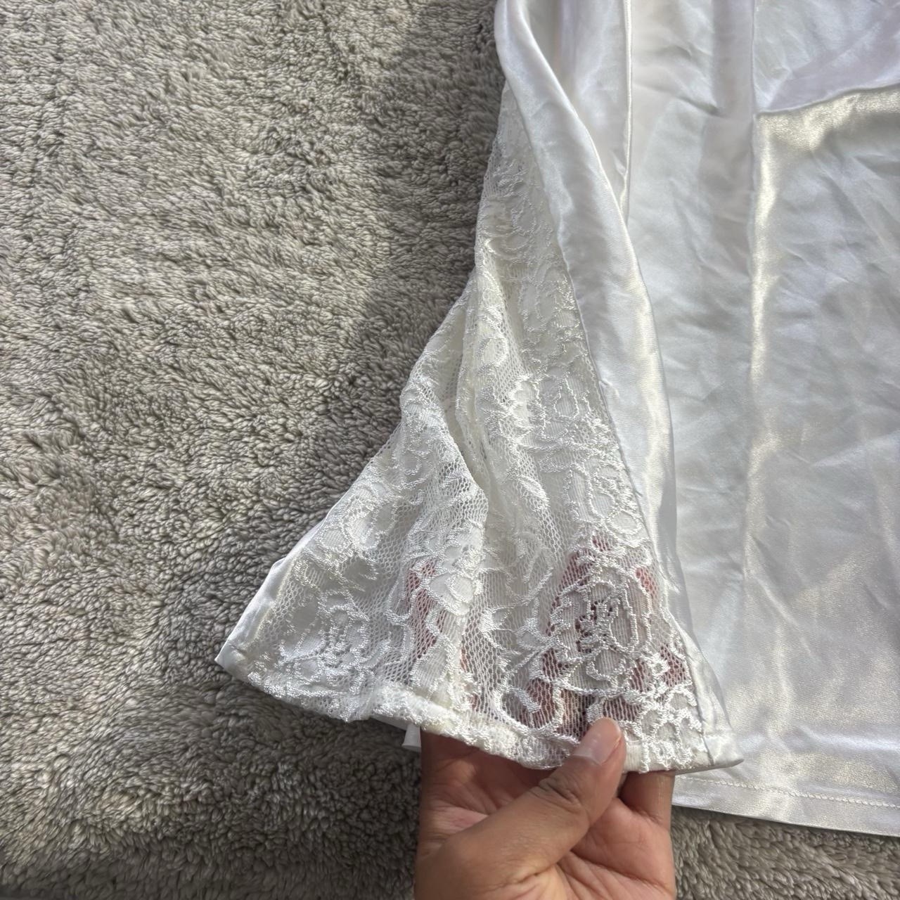 Vintage Frederick’s of Hollywood Lace Satin Slip Dress Size Small White Lace