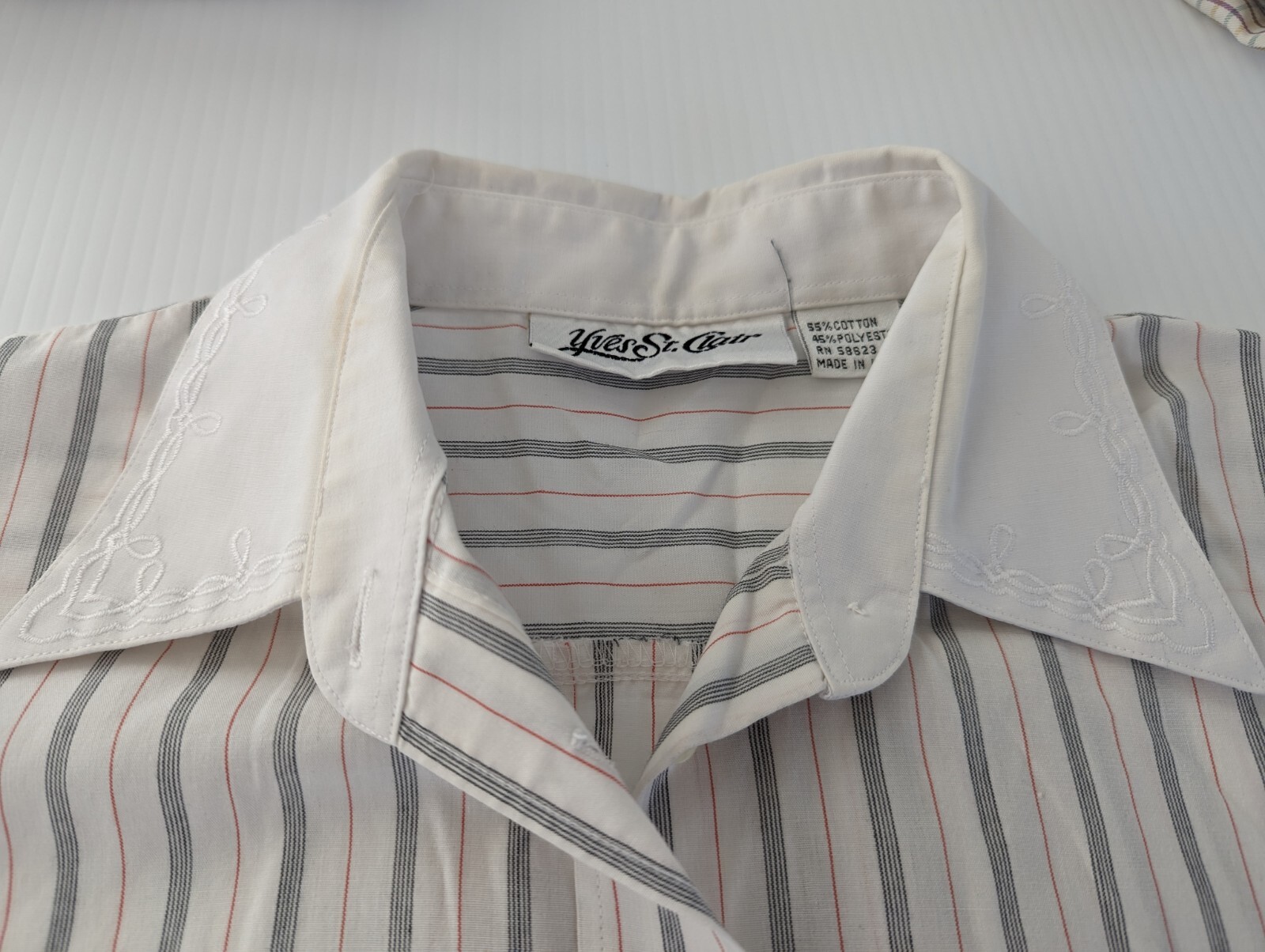 Lot 3 VTG Womens 8/LG Collared Button Blouses Yves St Clair Ralph Lauren Stripes