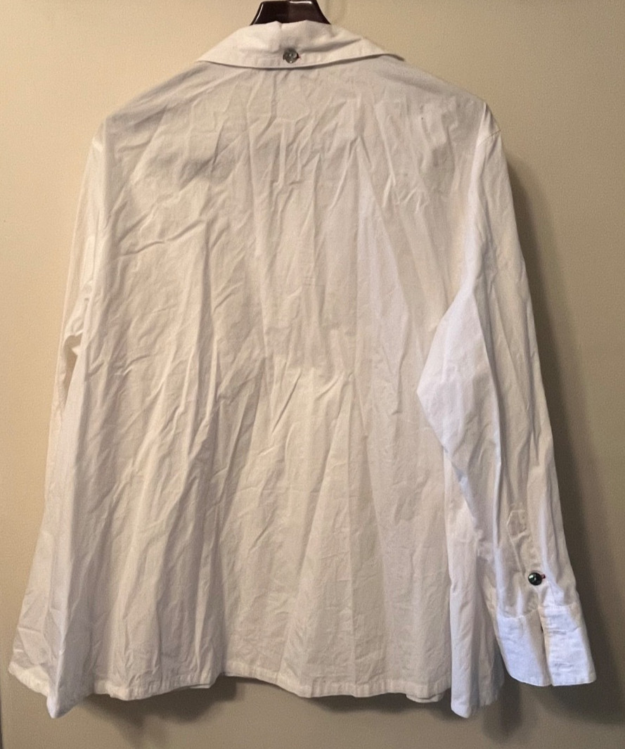 VINTAGE 90s SOPHIE FINZI WHITE COTTON OVERSIZED BUTTON BLOUSE SHIRT TOP WOMEN 1X