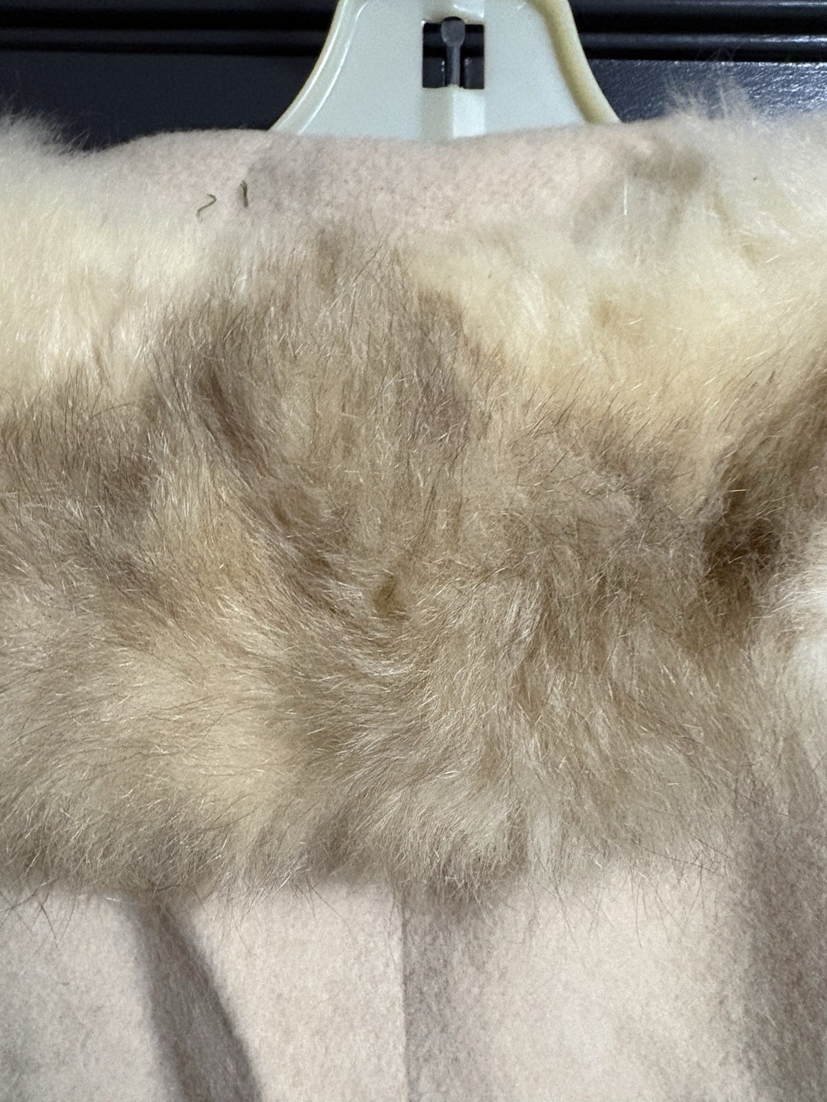 Vintage Ivory Wool Coat Real Fur Shawl Collar Belted Double Breasted Women’s M