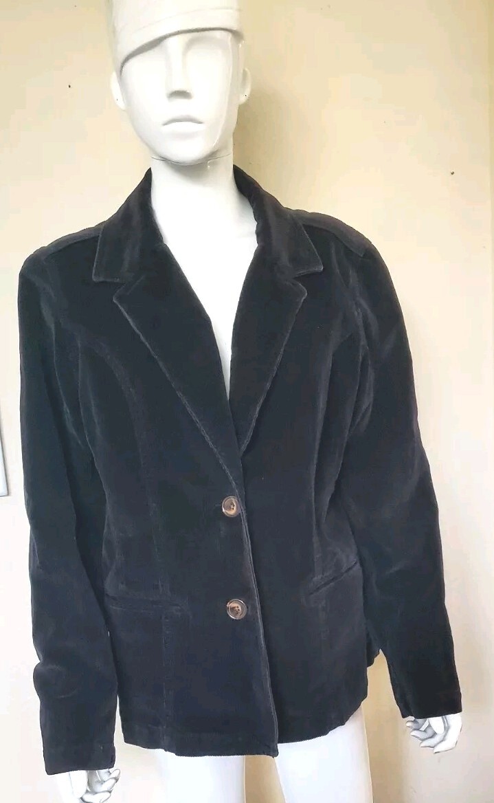 VTG Faded Glory Blazer Jacket Velour Velvet Womens black Sz XL(16/18 )90s