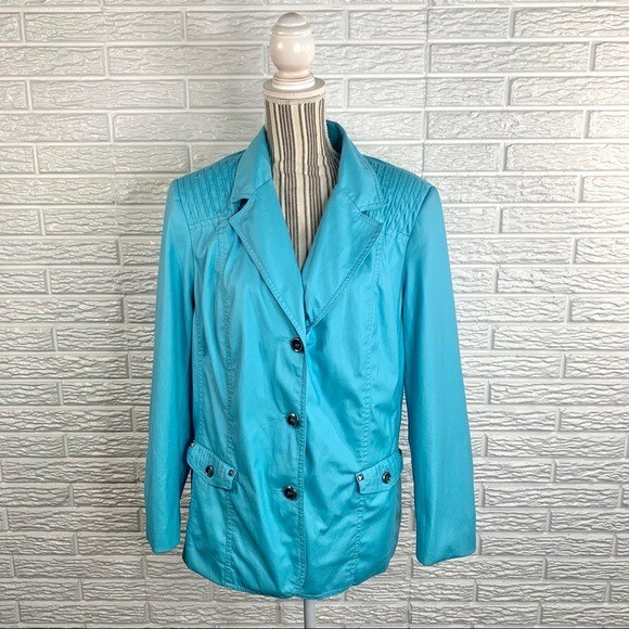 Vintage TanJay Blue Faux Leather Jacket Size 18W