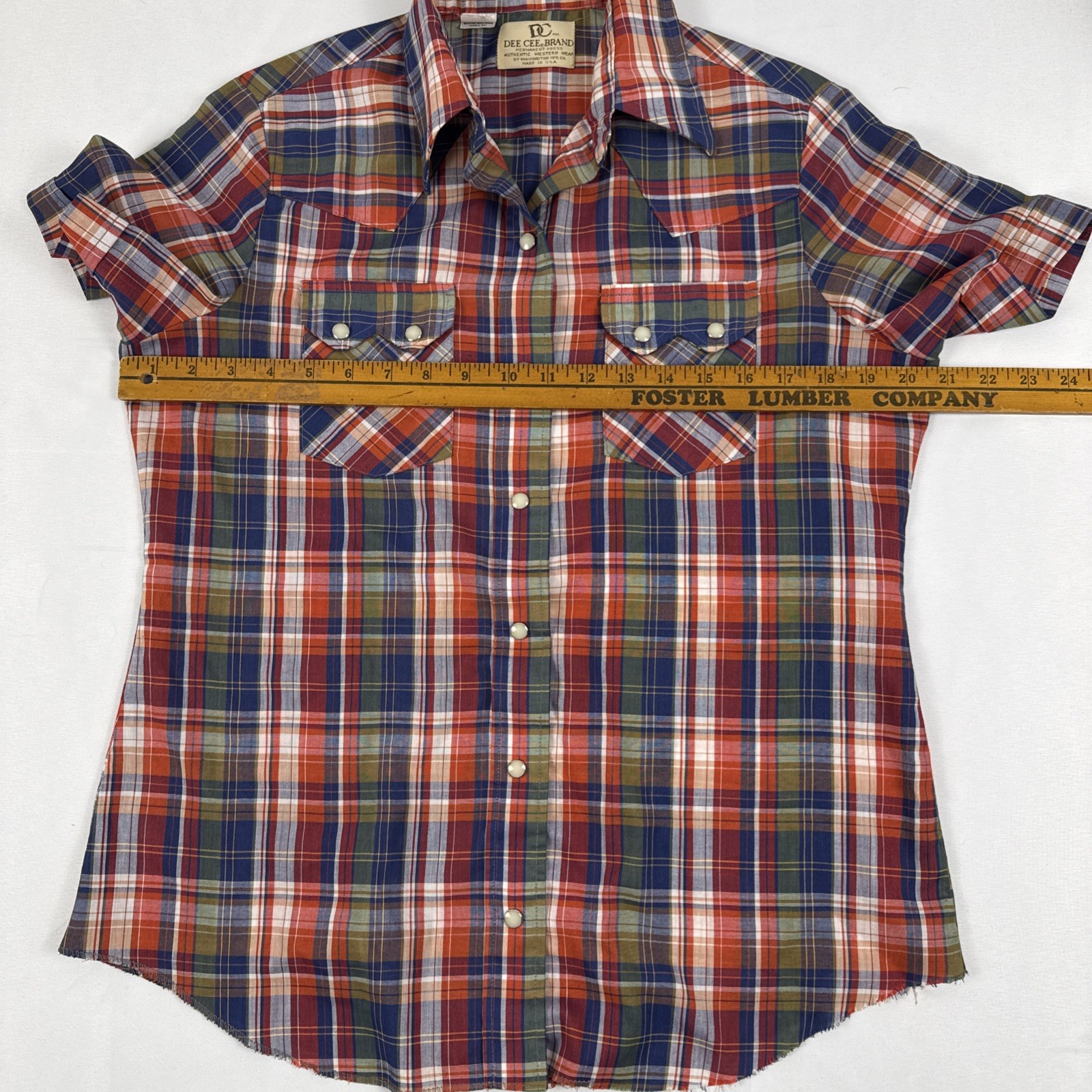 VTG 70s Dee Cee Western Shirt Women’s 36 14 Pearl Snap Sawtooth Rockabilly