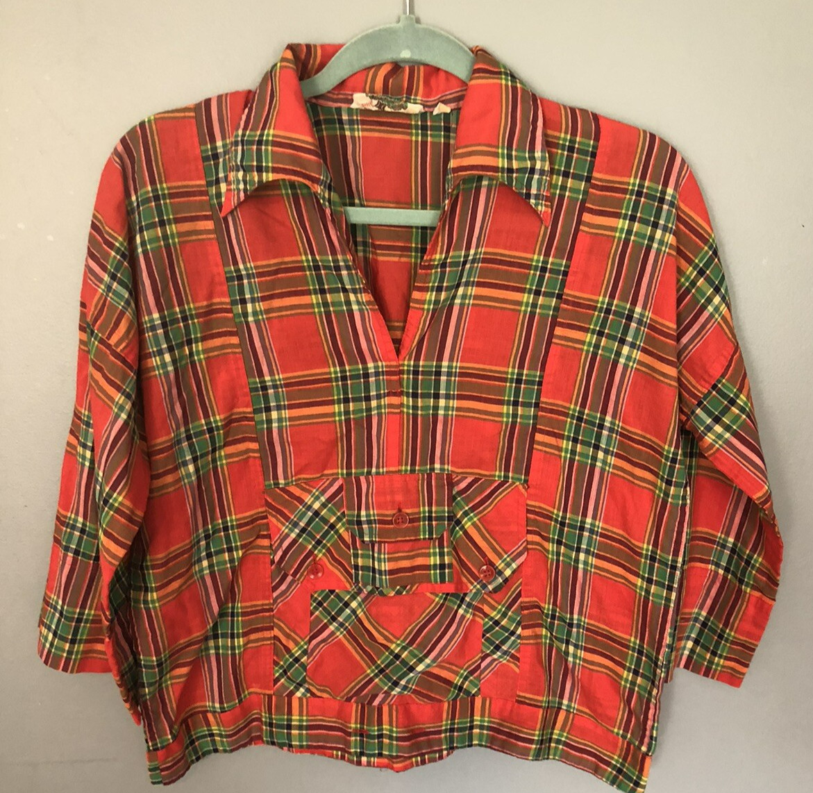 Vintage 1970 Organically Grown by Arpeja Plaid Shirt Size M