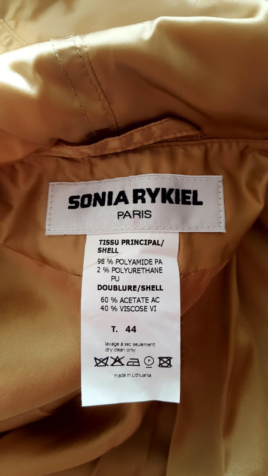 New~Vintage Sonia Rykiel Paris ~Gold Oversized Hooded Coat ~ Size T44/ UK 14-16