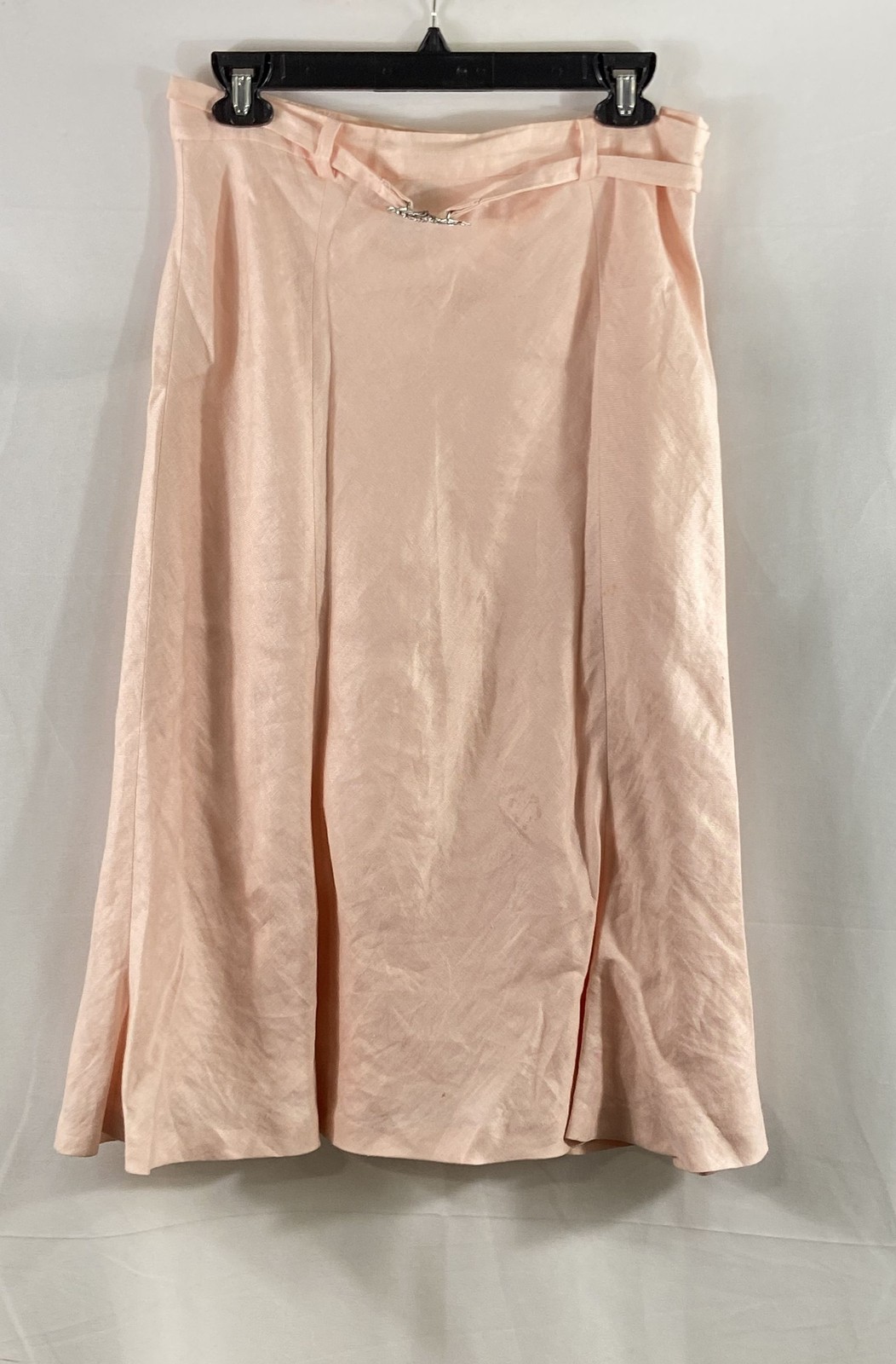 Vintage 90s Lauren Ralph Lauren Women’s Pink Linen Skirt Jeweled Clasp Sz 6P