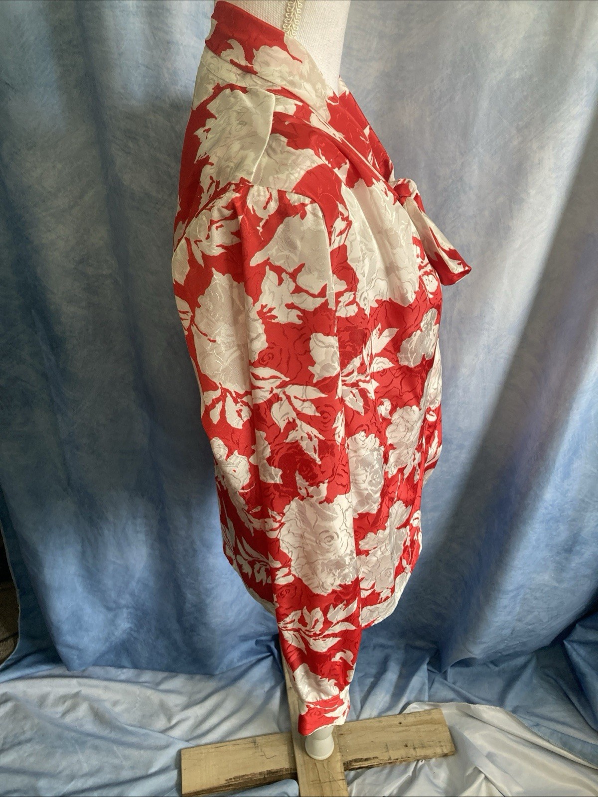 VTG 80s Adelaar for Jacobson’s Pussybow Blouse Size 8 Floral ILGWU Shoulder Pads