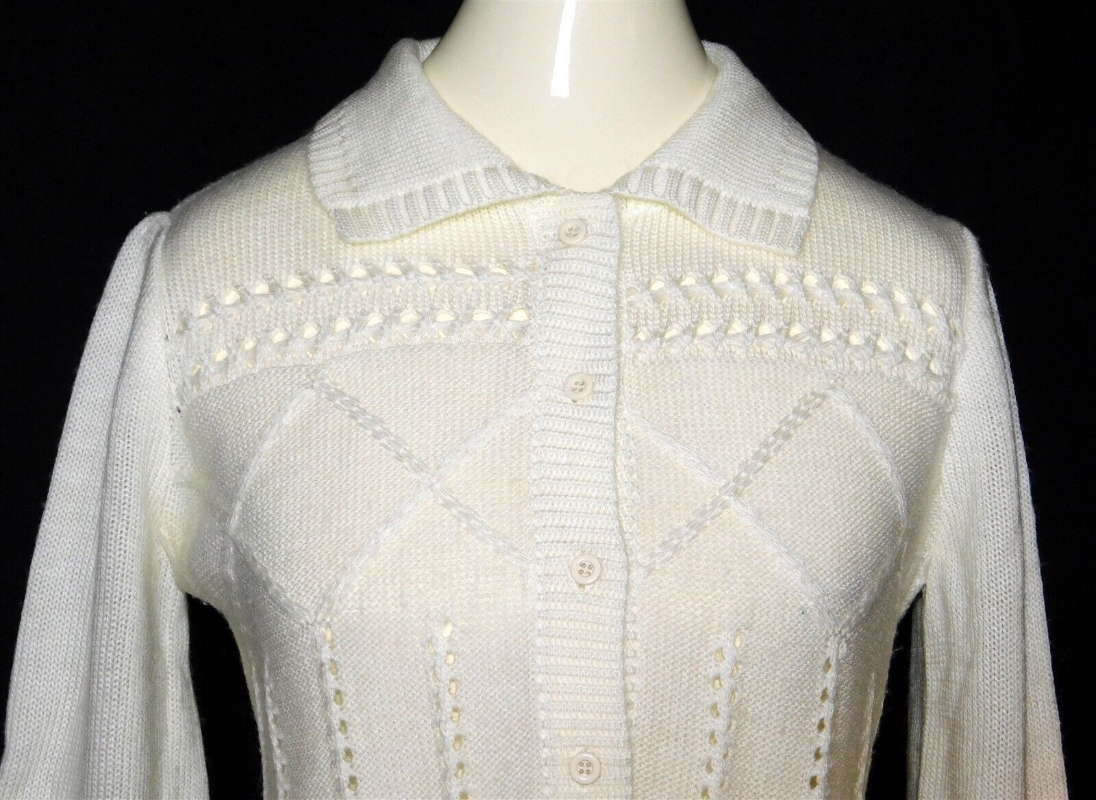 Vintage COURREGES Paris White Tie Waist Knit Cardigan Sweater Size B