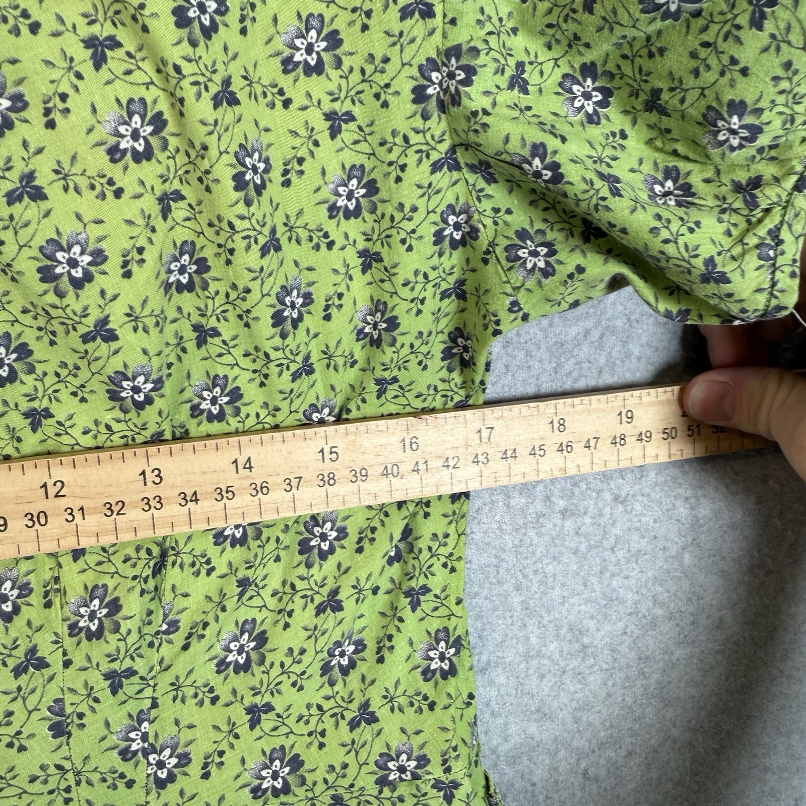 Vintage 70s Handmade Maxi Dress Womens Small Green Yellow Floral