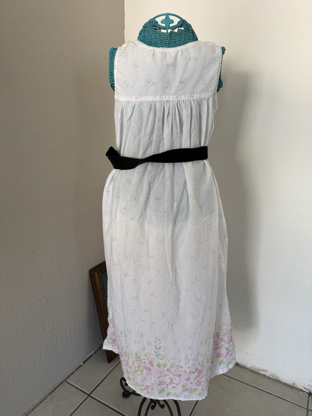 Vintage Cotton Blue Cascade Prairie Gown Indian
