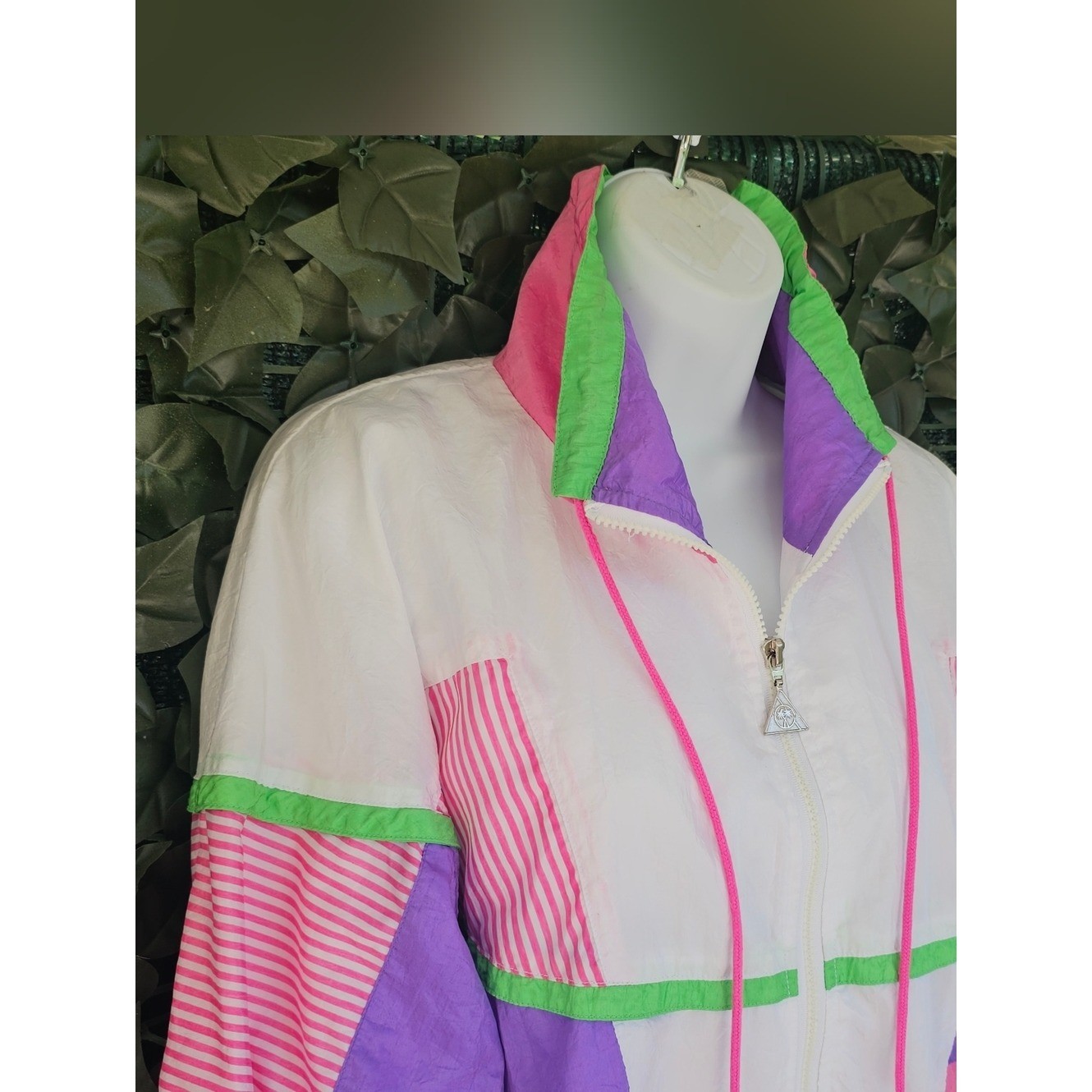 VTG 90s Windbreaker Track Suit Neon Womens Small Casual Isle Nylon