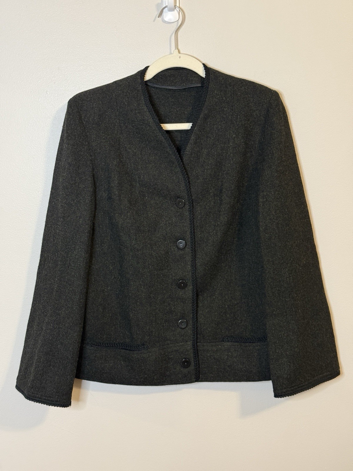 Vintage Rosecrest Wool Blend Blazer Black Trim Sz M