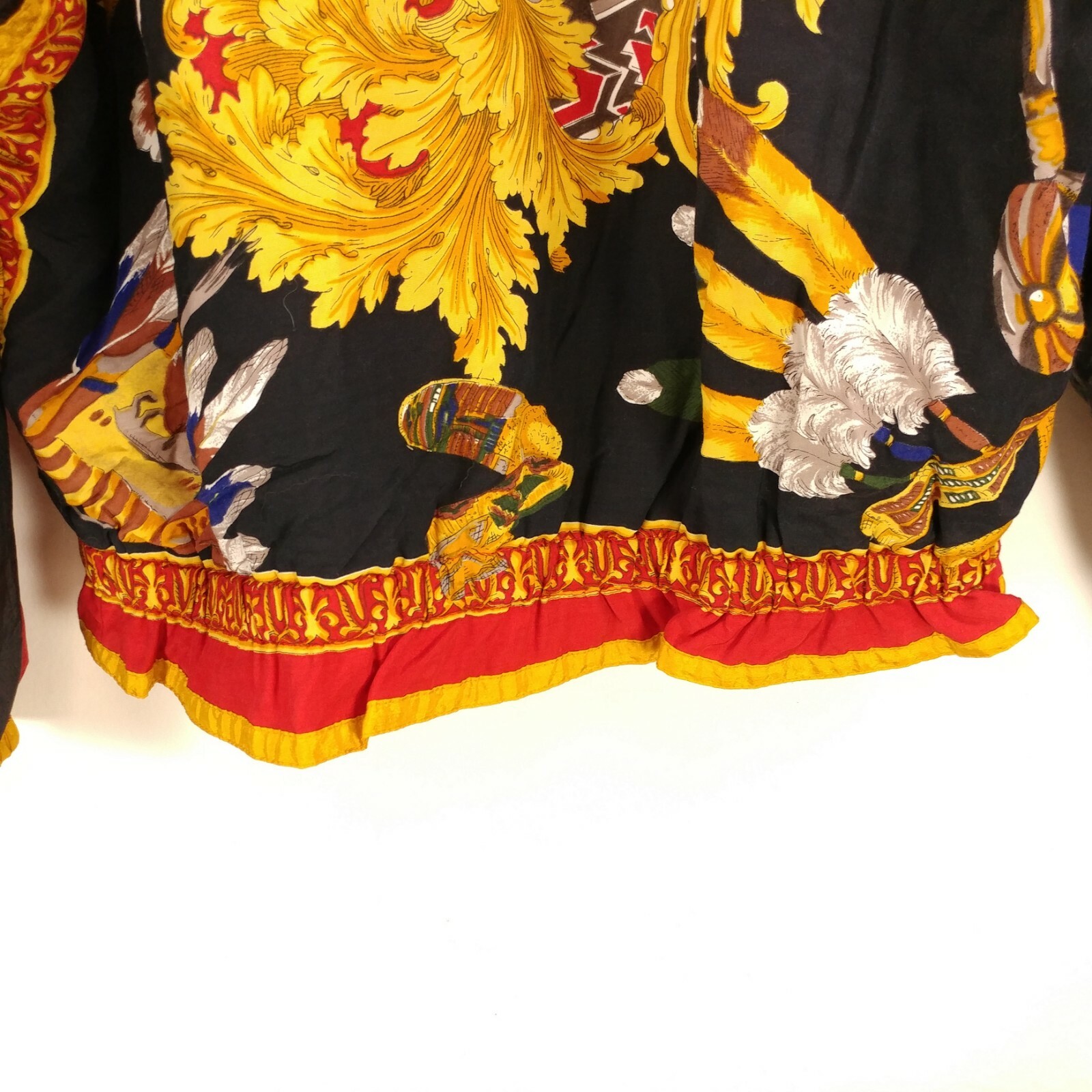 East West Sz Med 80s Women’s Track Jacket Red Black Gold Windbreaker Indian